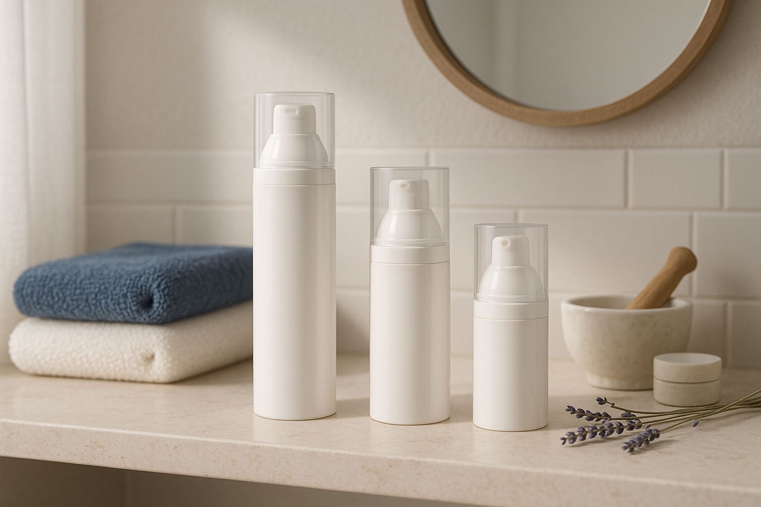 Airless dosaatori pumbapea 'Mezzo', PP-plast, valge