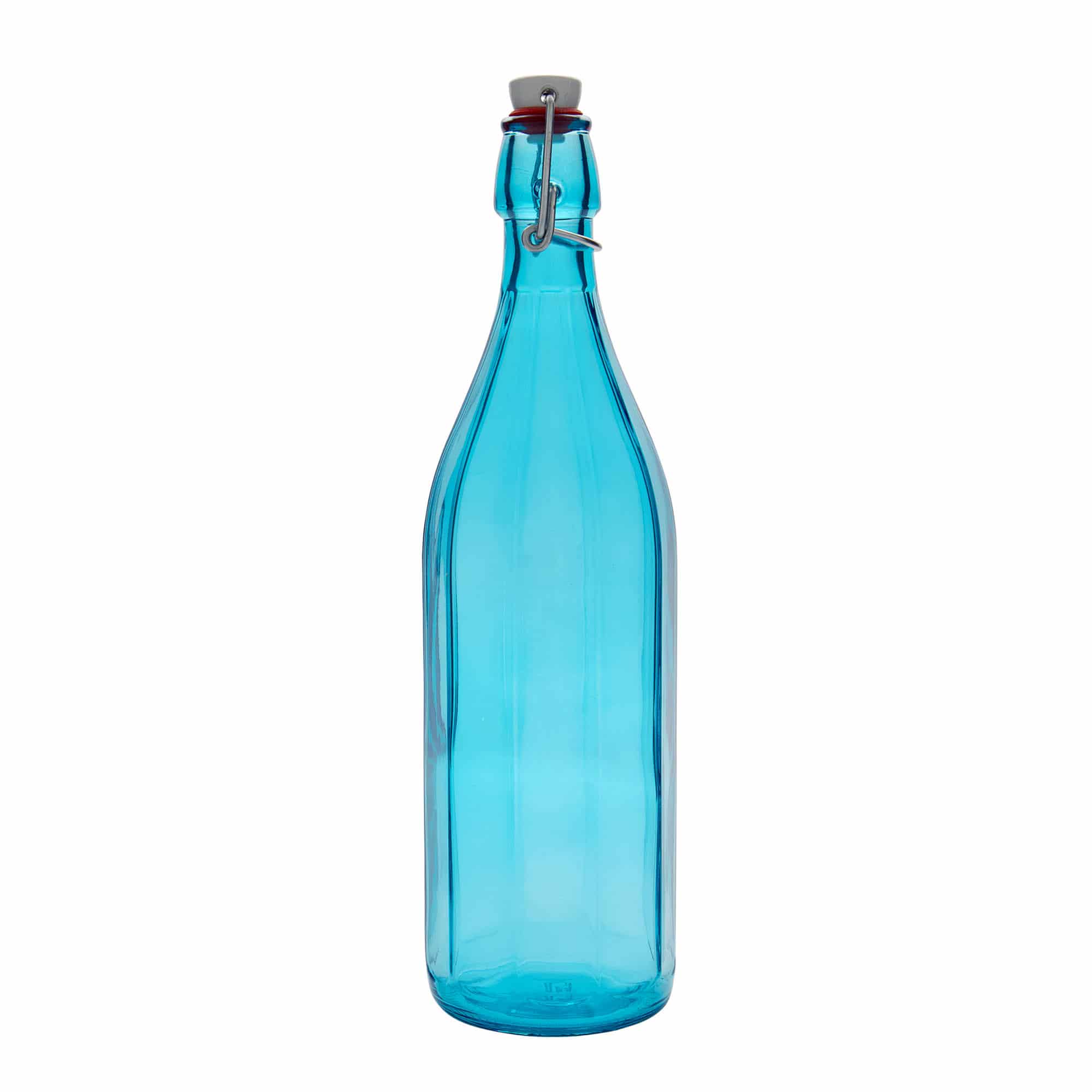 1000 ml klaaspudel 'Oxford', kümnekandiline, asuursinine, sulgur: traatkork