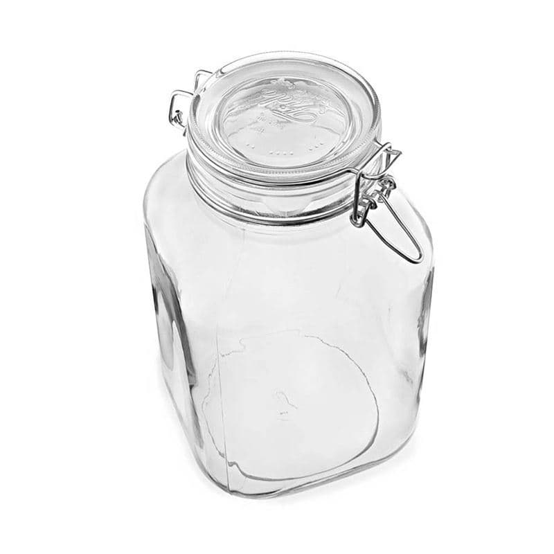 3000 ml traatkaanega purk 'Fido', ruudukujuline, sulgur: traatkaas