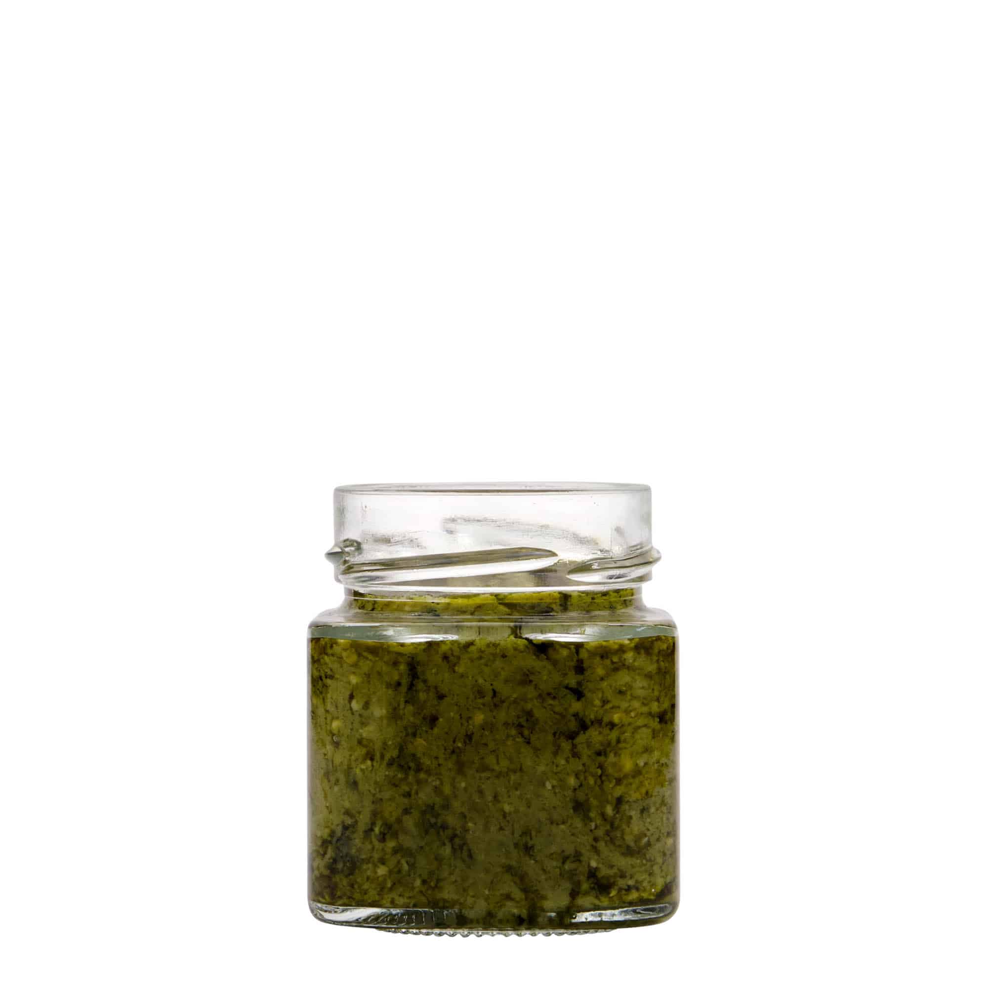 156 ml ruudukujuline klaas „Funny“, avale: Deep-Twist-Off (DTO 58)