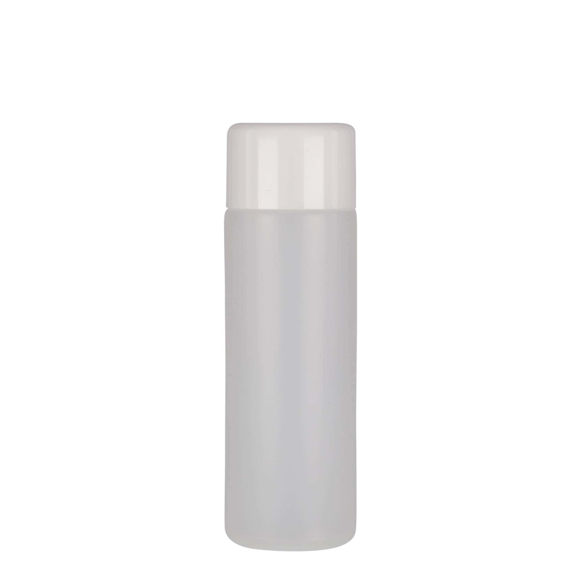 200 ml silinderpudel, PE-plast, loomulik värv, sulgur: keeratav kork