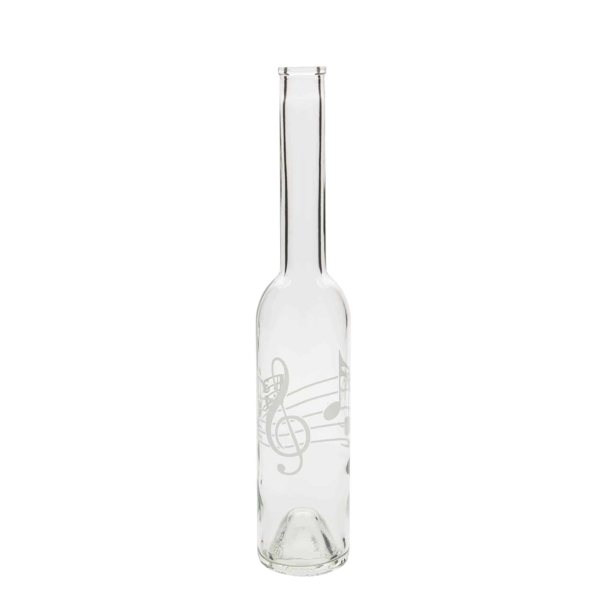 350 ml klaaspudel 'Opera', motiiv: noodid, sulgur: kork