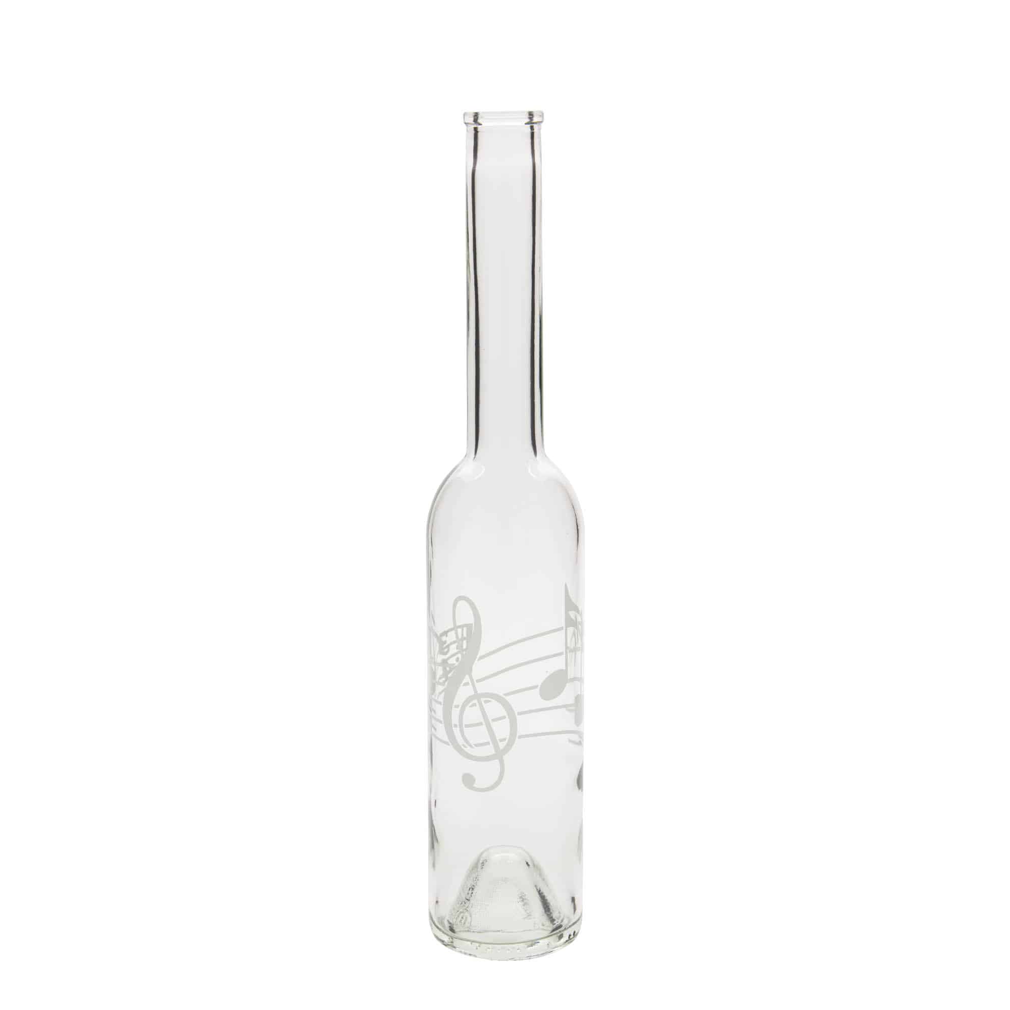 350 ml klaaspudel 'Opera', motiiv: muusikanoodid, suuava: kork