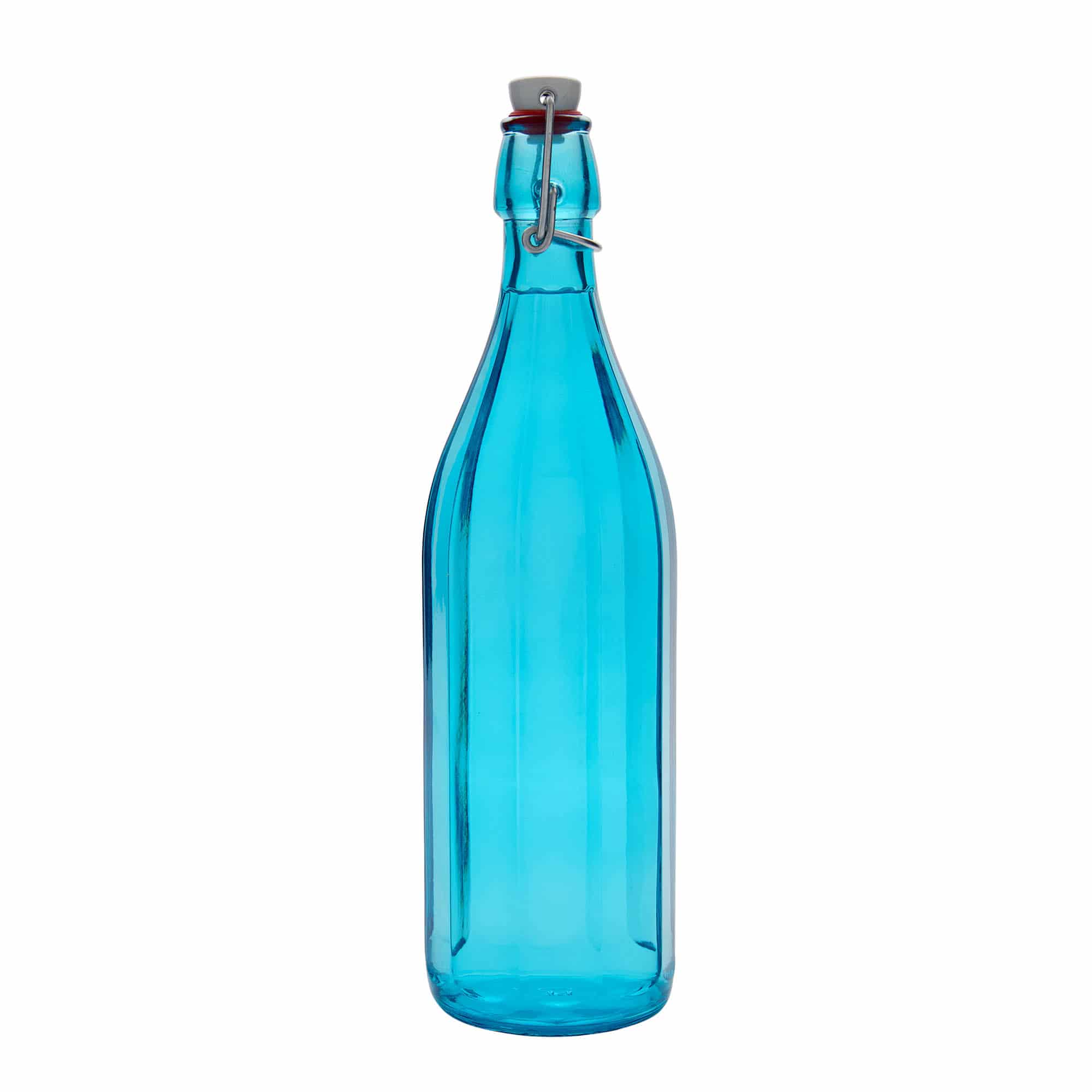 1000 ml klaaspudel 'Oxford', kümnekandiline, asuursinine, sulgur: traatkork