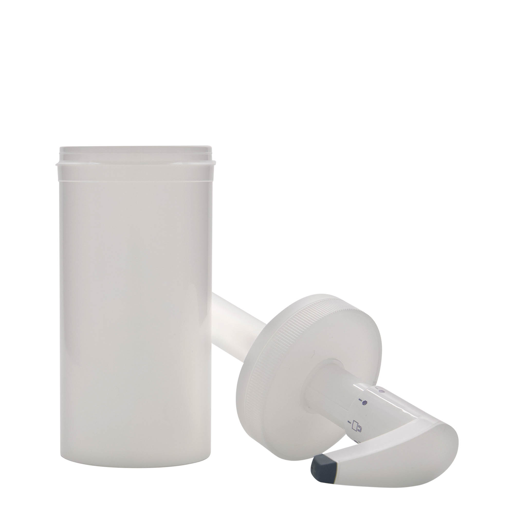 655 ml dosaatorpudel 'Securibox', PP-plast, valge, sulgur: keeratav kaas