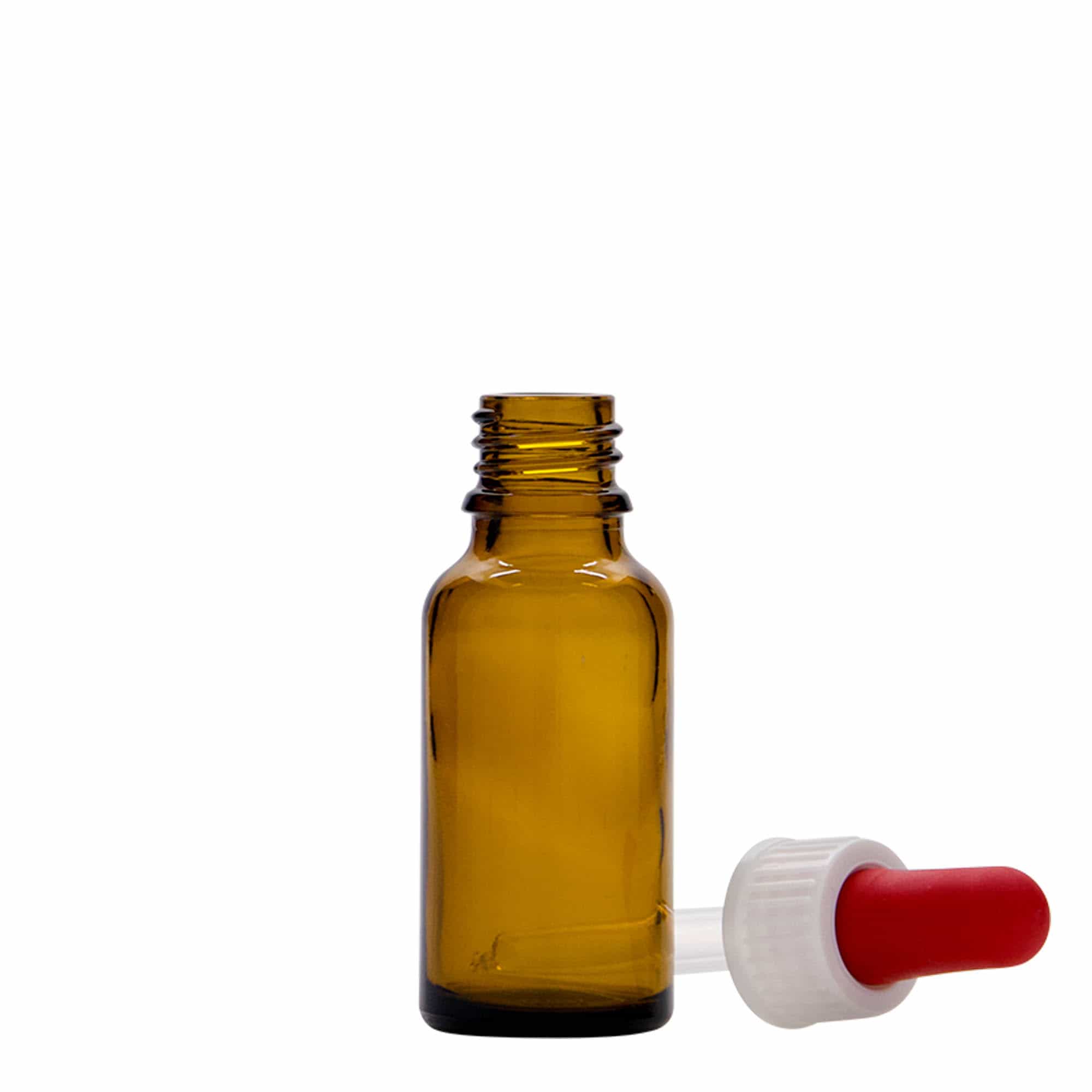 20 ml tilguti pudel meditsiin, klaas, pruun, suu: DIN 18