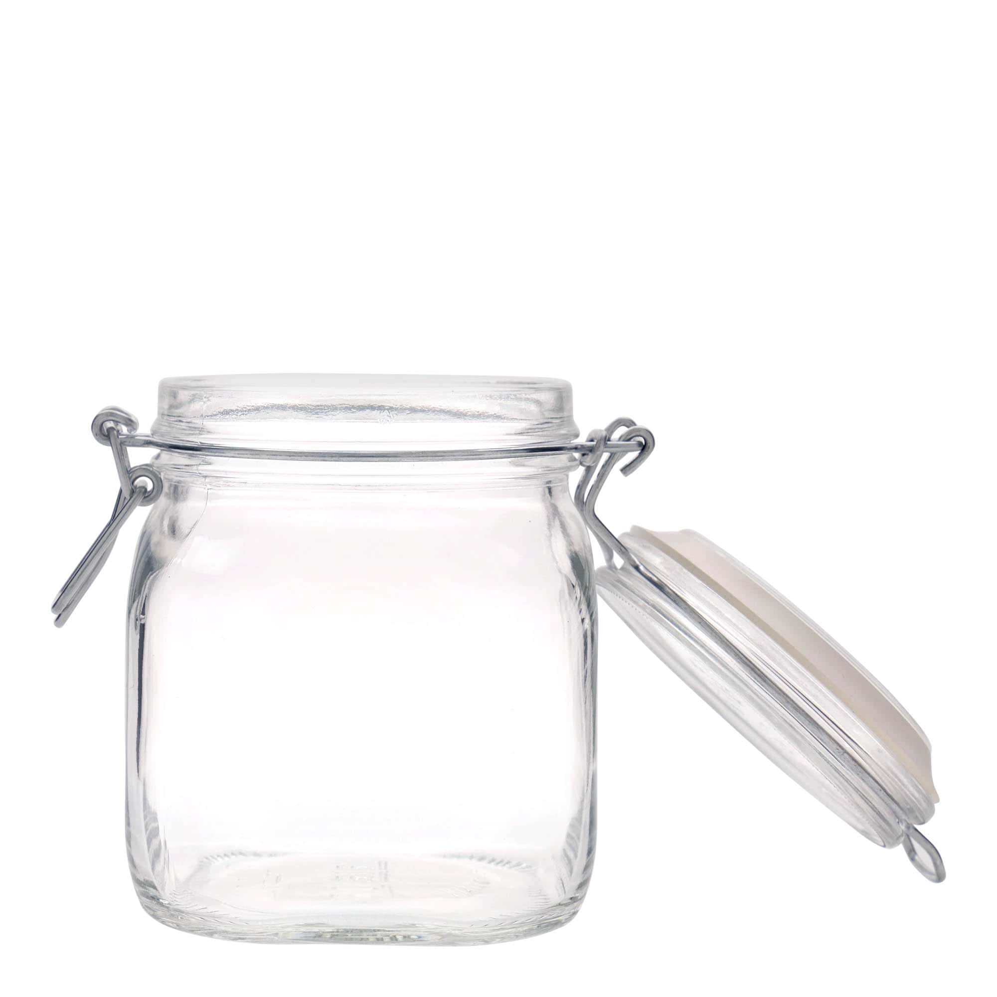 750 ml traadist sulguriga klaaspurk 'Fido', ruudukujuline, suuava: traadist sulgur