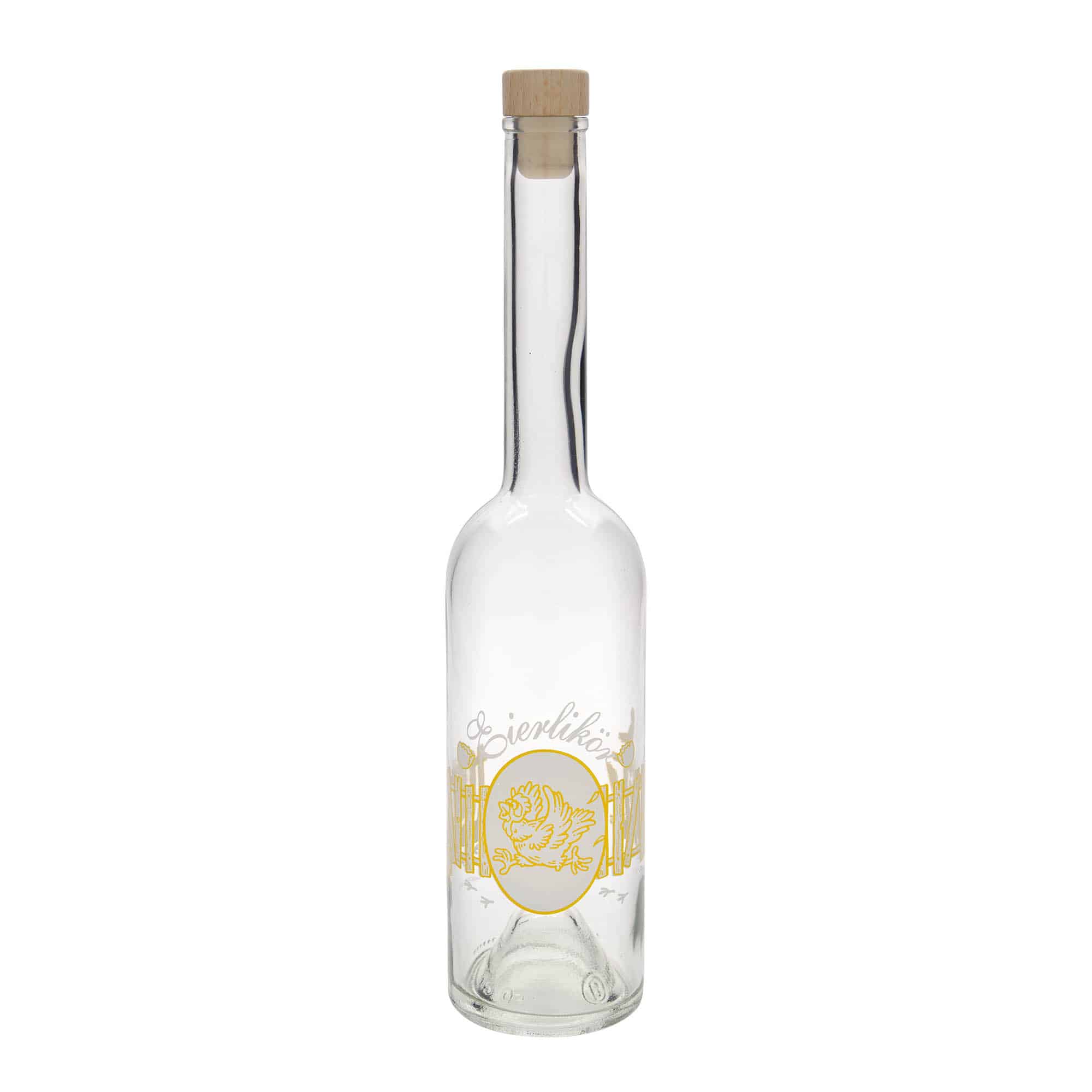 500 ml klaaspudel 'Opera', motiiv: munaliköör, sulgur: kork