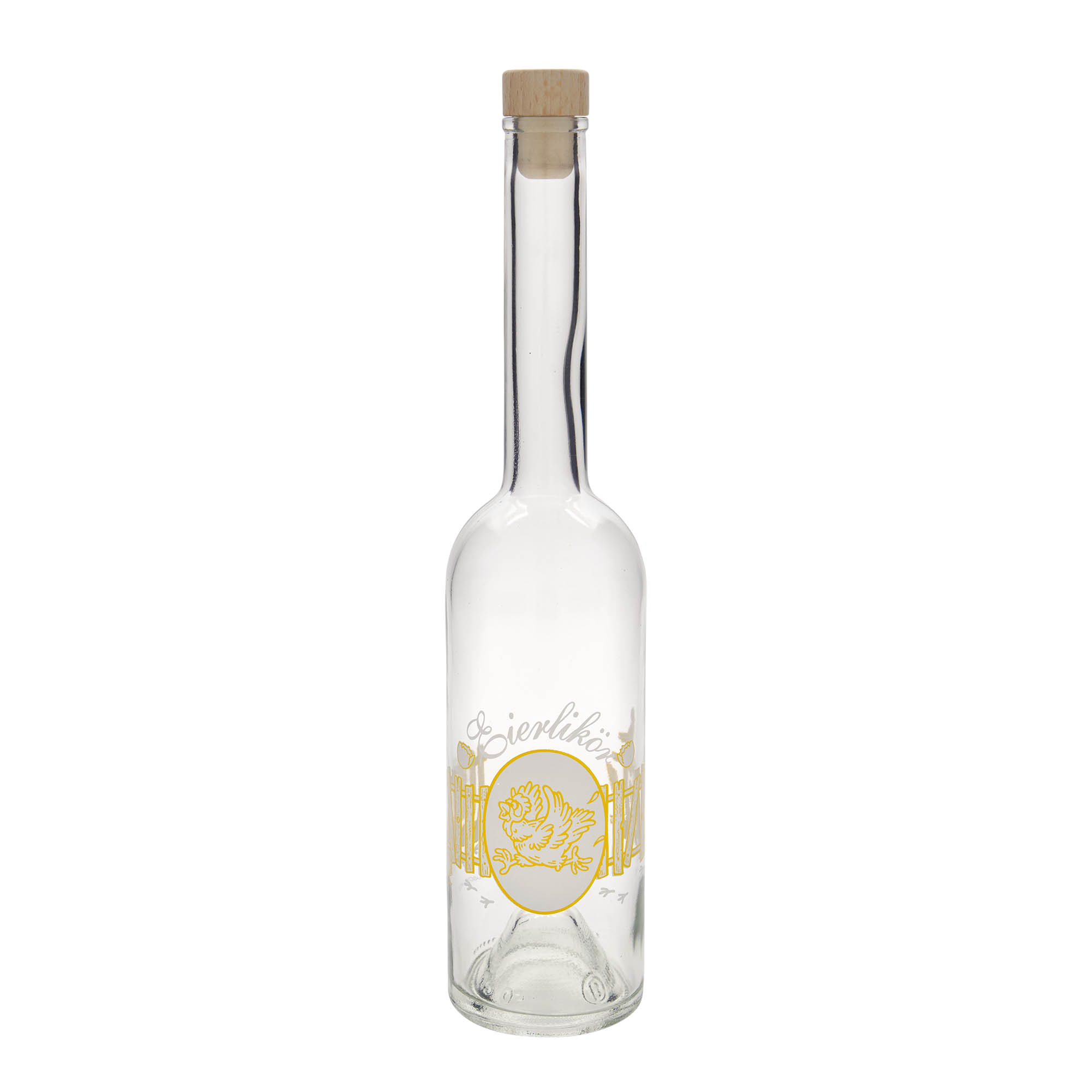 500 ml klaaspudel 'Opera', motiiv: munaliköör, kael: kork