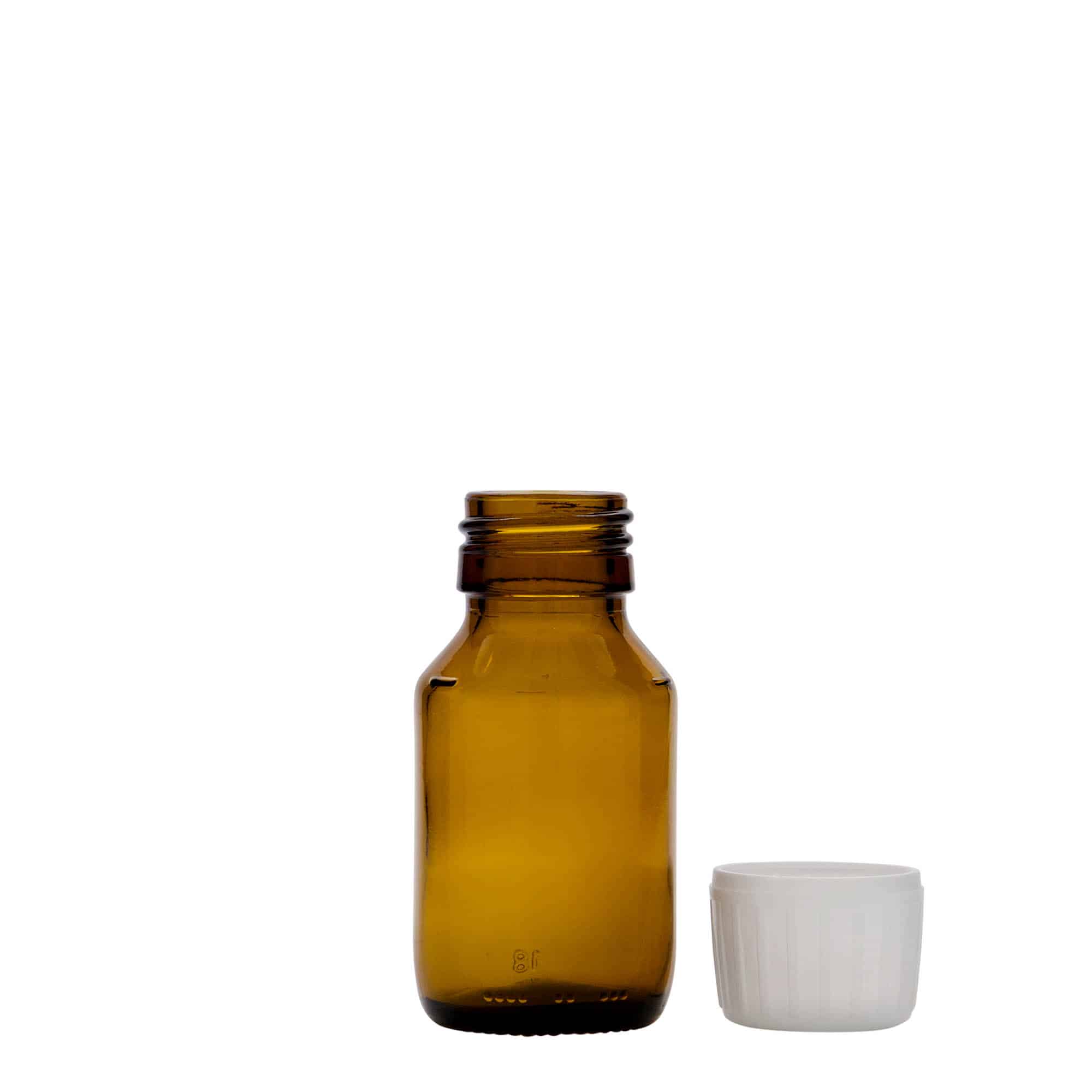 50 ml pruun meditsiinipudel, klaas, suuava: PP 28