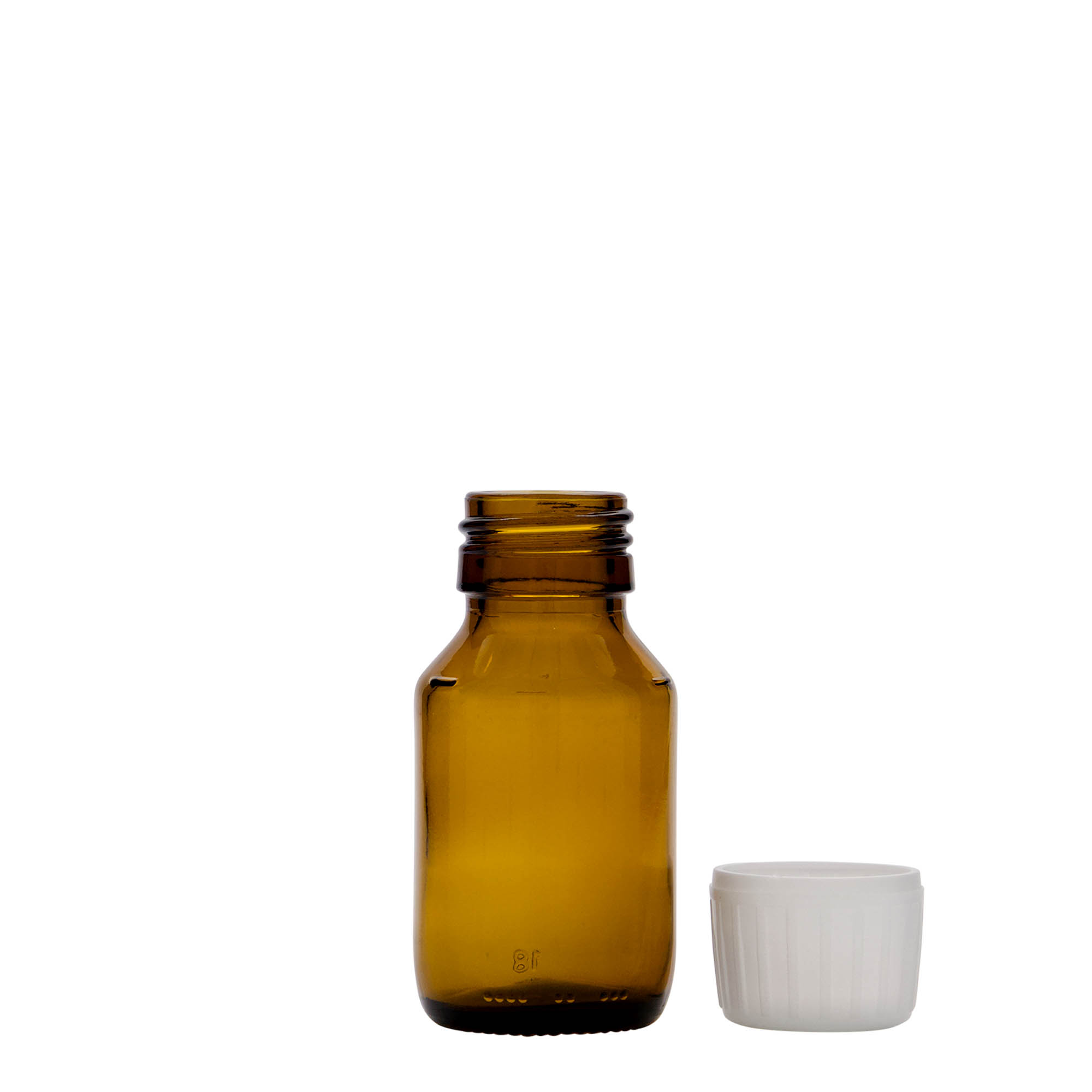 50 ml pruun meditsiinipudel, klaas, suuava: PP 28