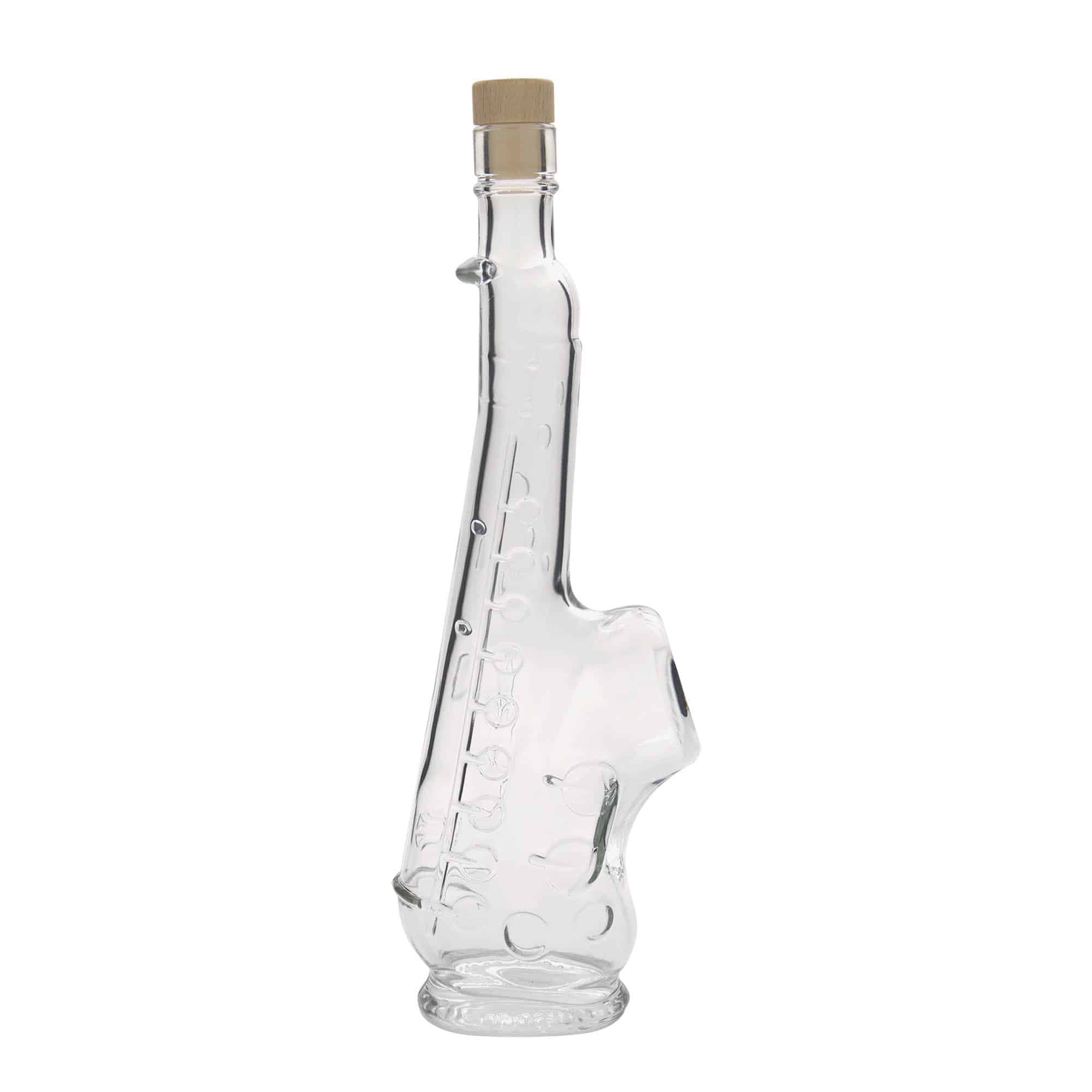 500 ml klaaspudel 'Saksofon', suu: kork