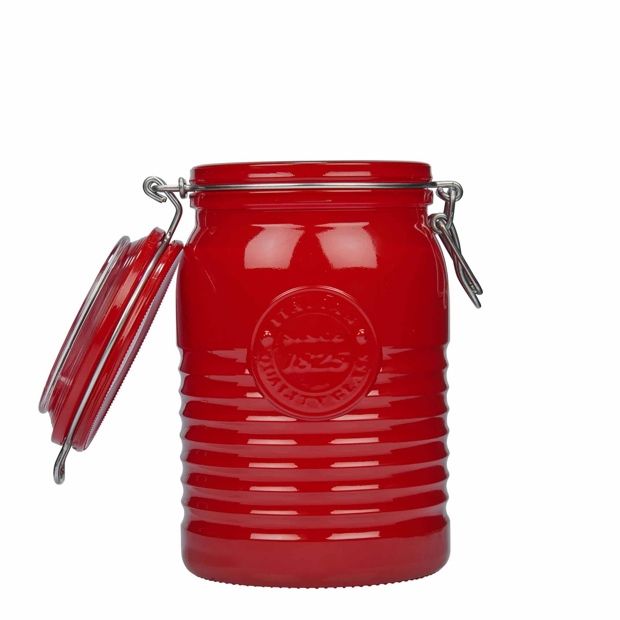 1000 ml traatkaanega purk 'Officina 1825', punane, sulgur: traatkaas
