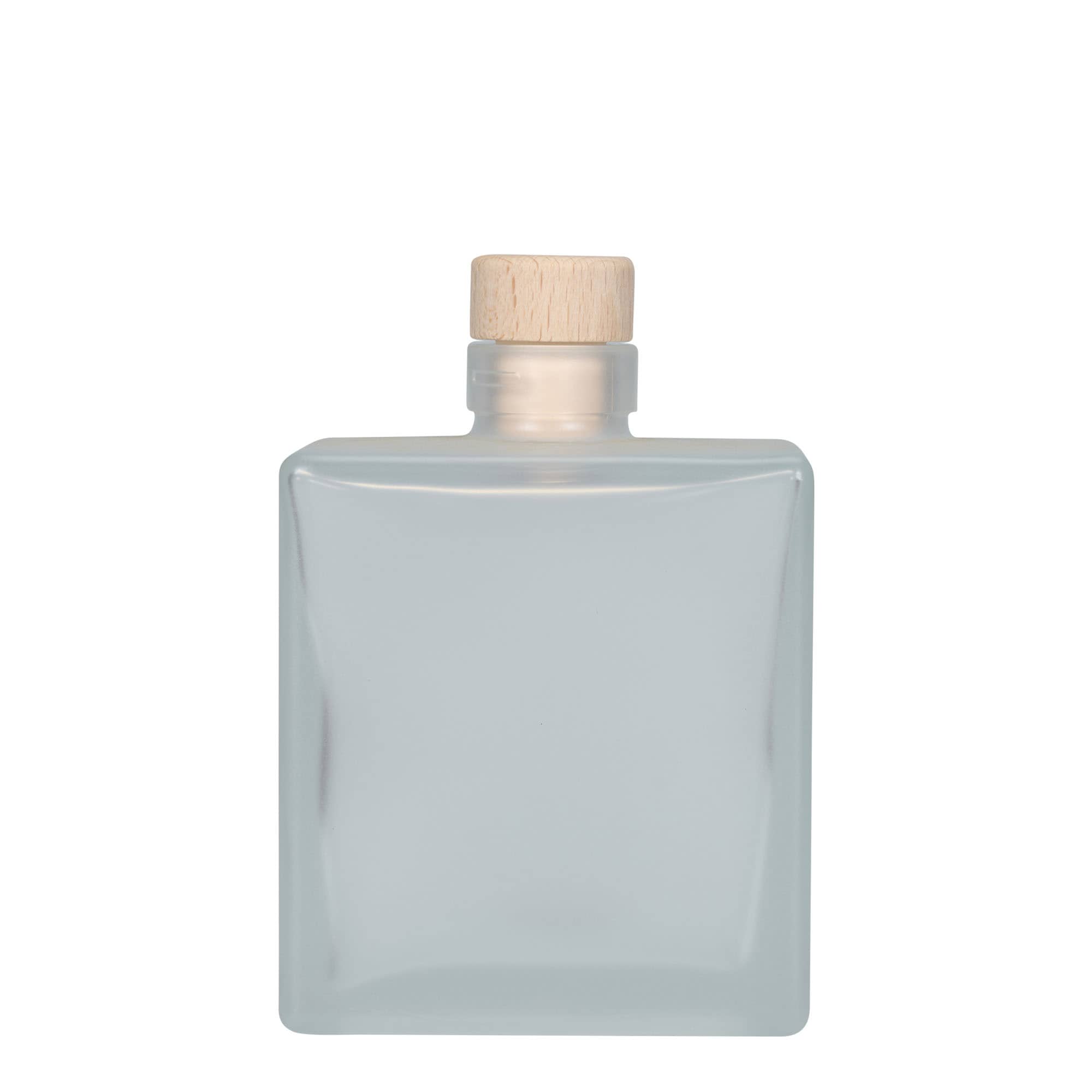 500 ml klaaspudel 'Cube', ruudukujuline, matt, sulgur: kork