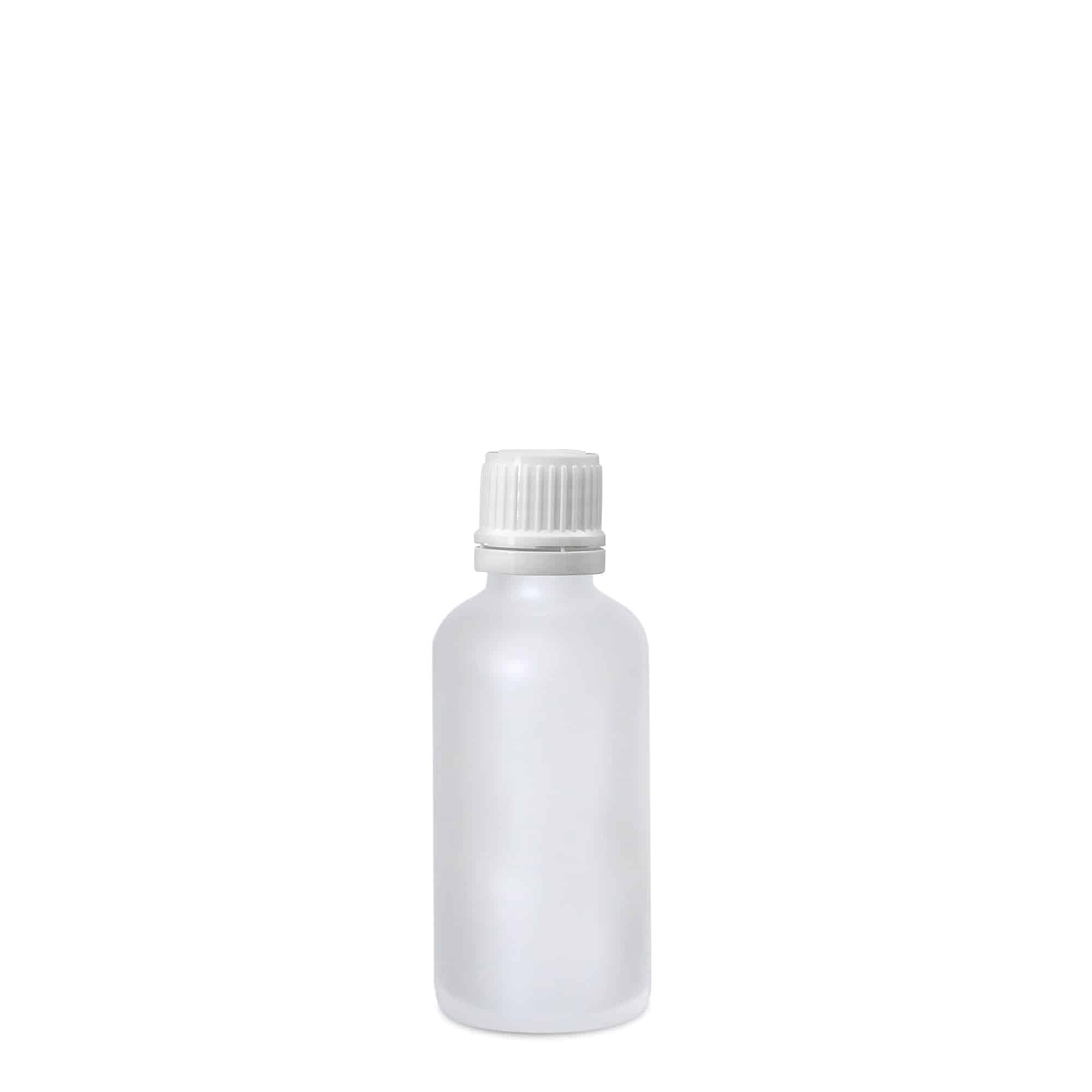 50 ml meditsiinipudel, klaas, matt, suuavale: DIN 18