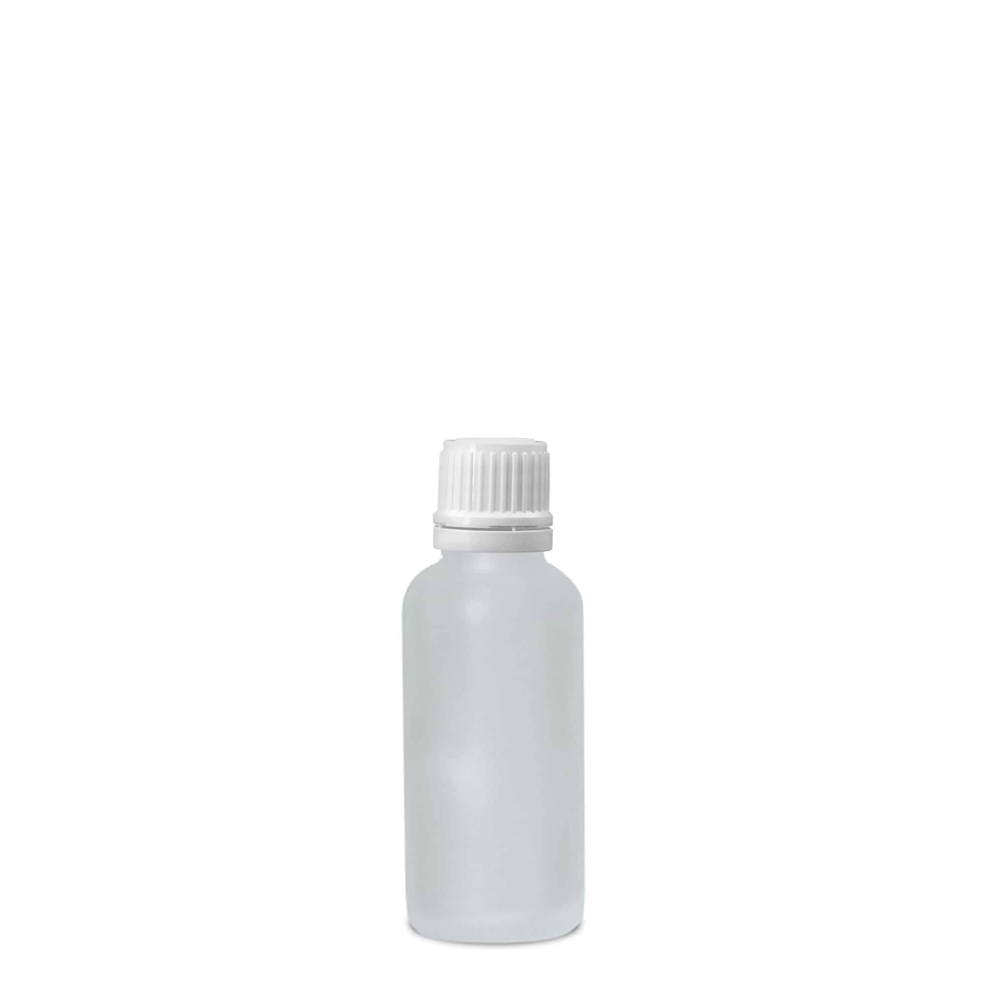 30 ml meditsiinipudel, klaas, matt, suuavale: DIN 18