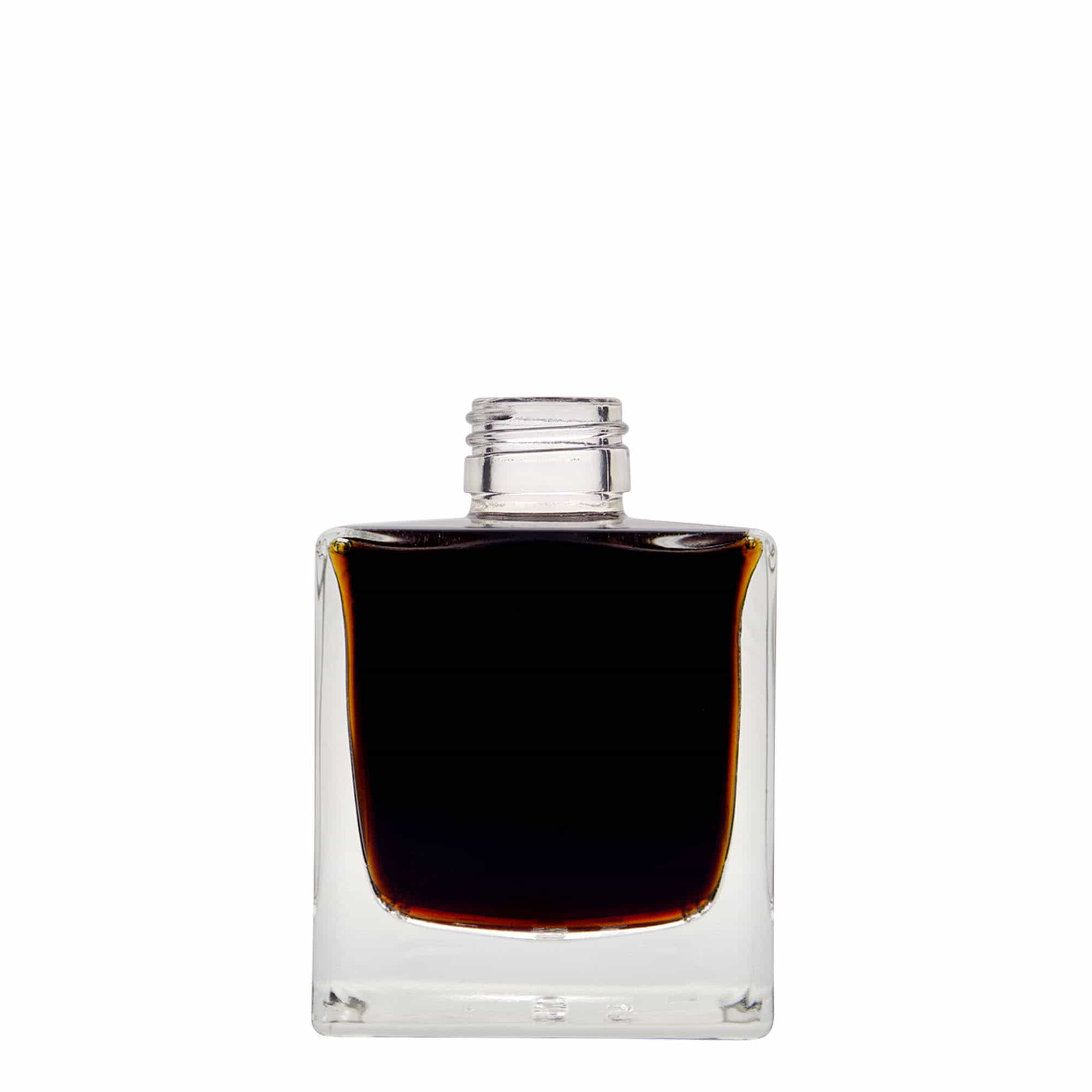 200 ml klaaspudel 'Cube', ruudukujuline, sulgur: PP 28