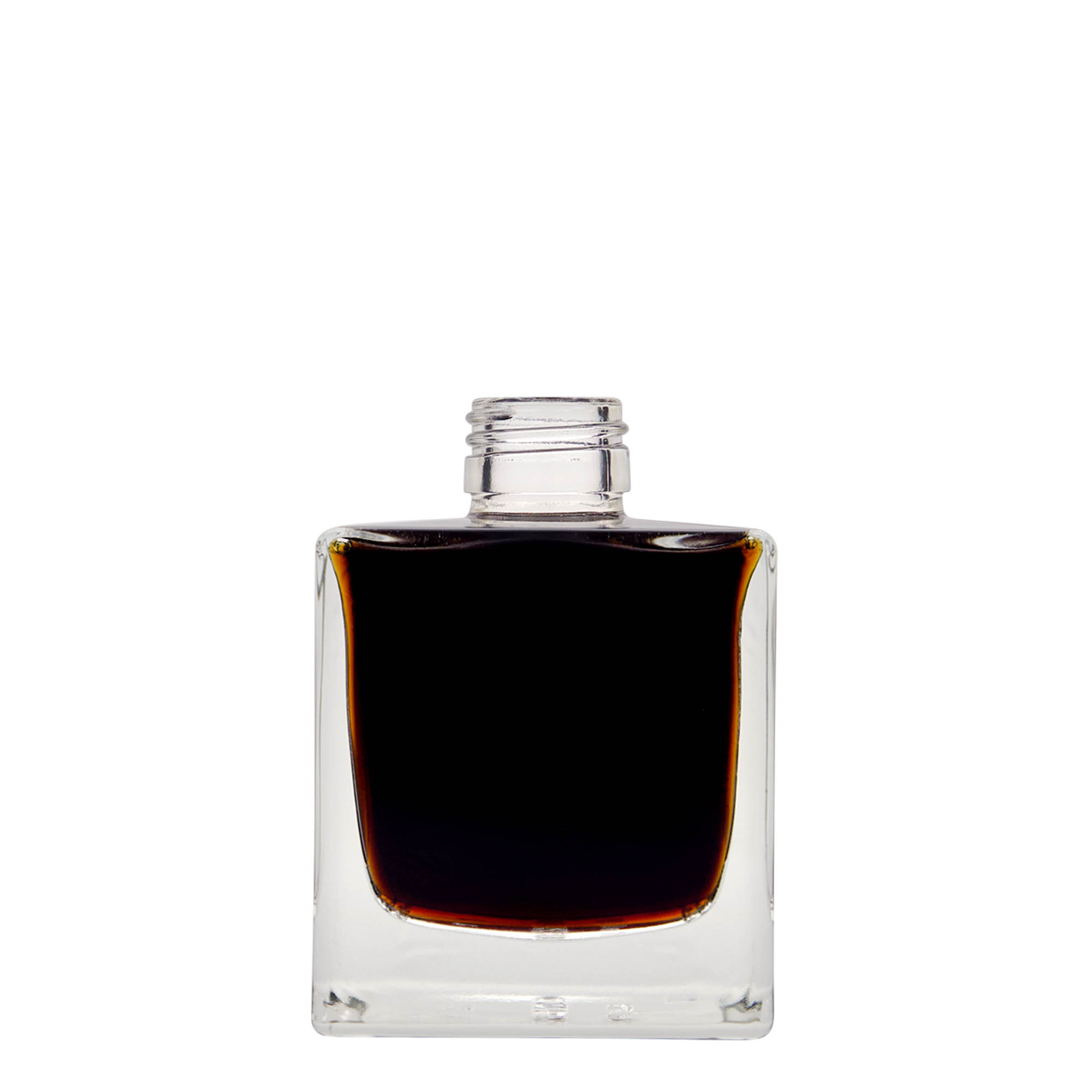 200 ml klaaspudel 'Cube', ruudukujuline, sulgur: PP 28