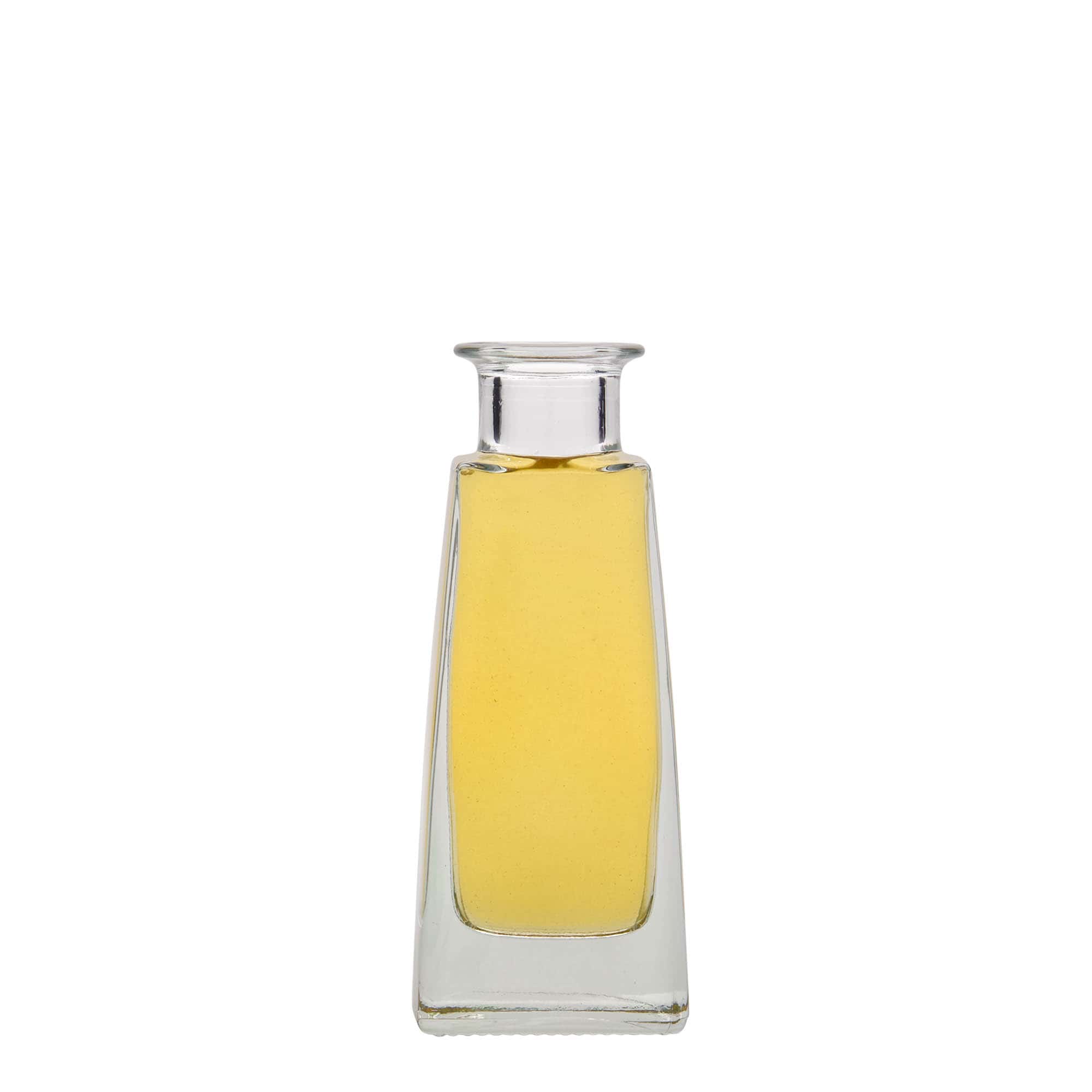 100 ml klaaspudel 'Timmy', ristkülikukujuline, suuava: kork