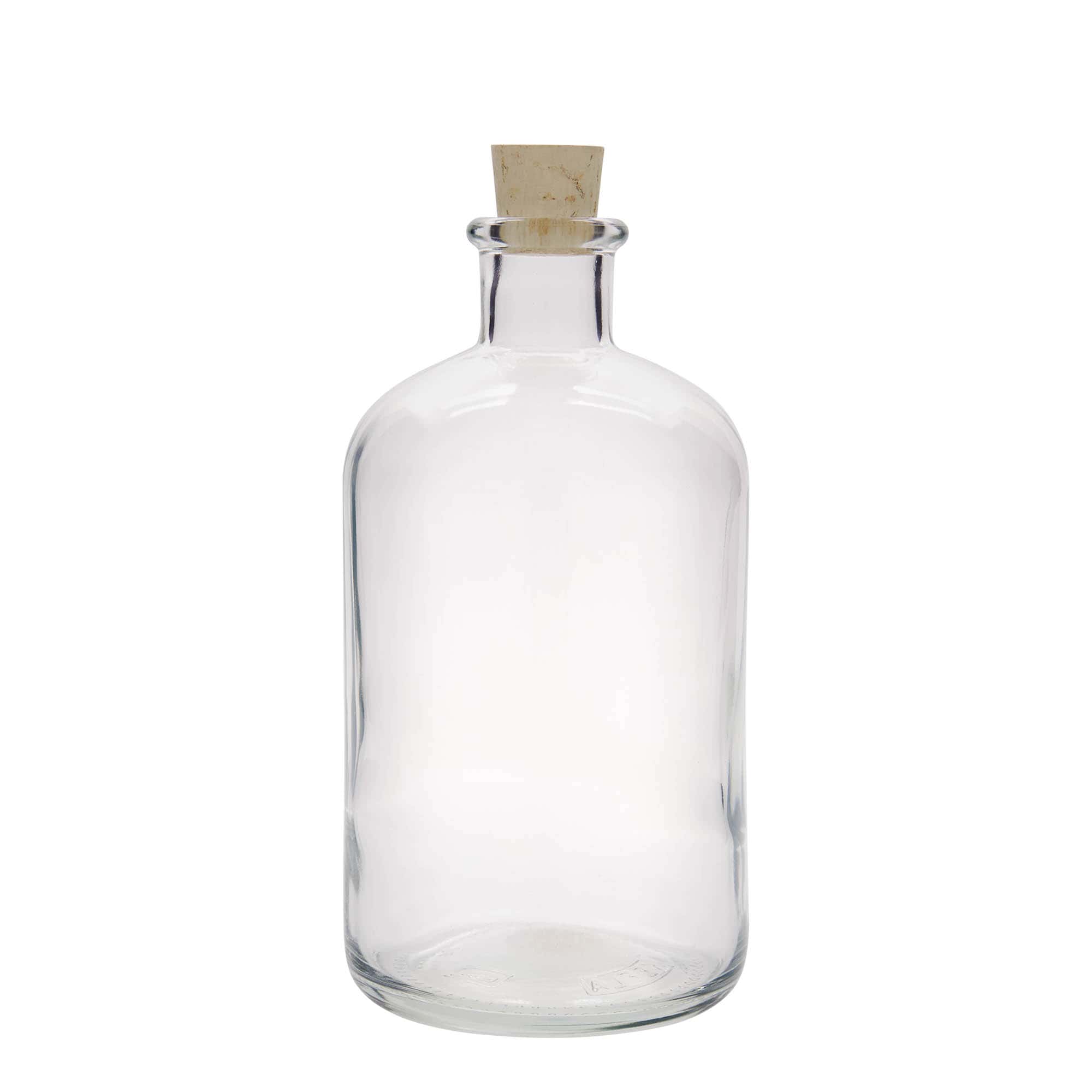1000 ml klaasist apteegipudel, sulgur: kork