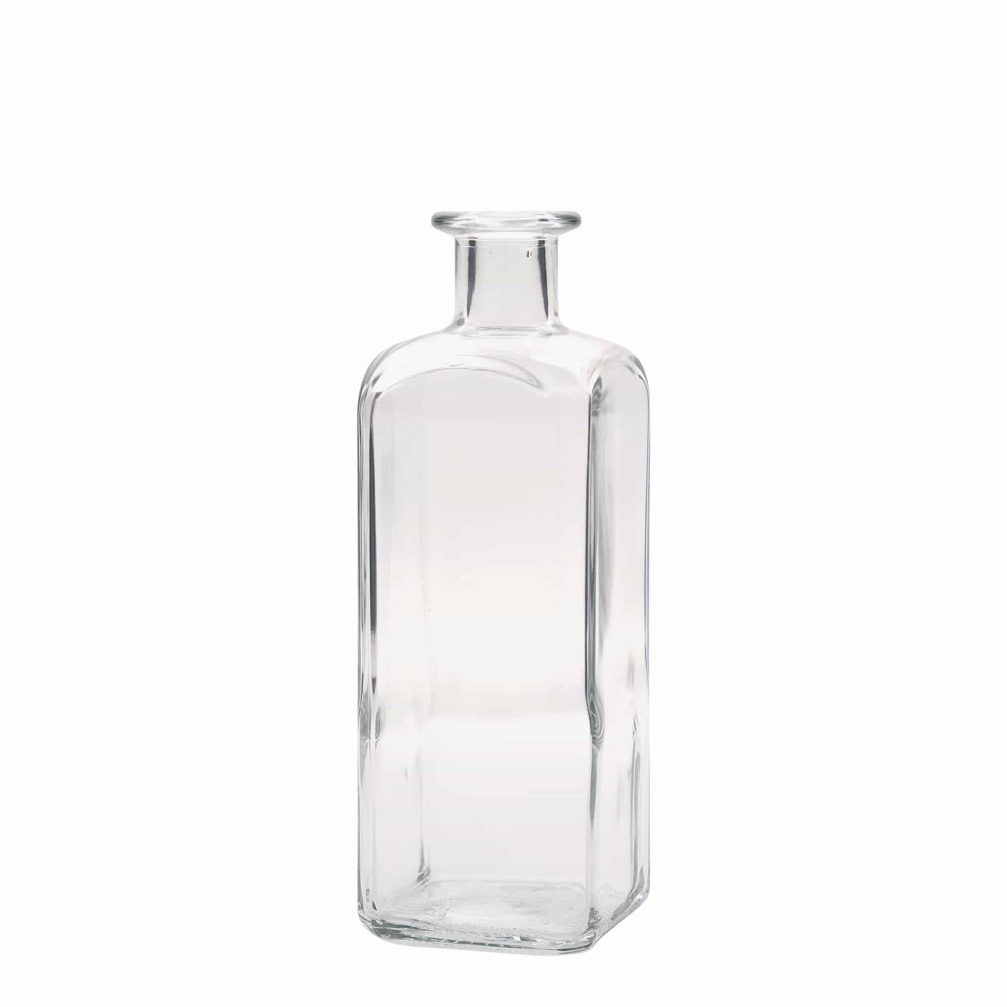 500 ml klaasist apteegipudel 'Carré', ruudukujuline, sulgur: kork