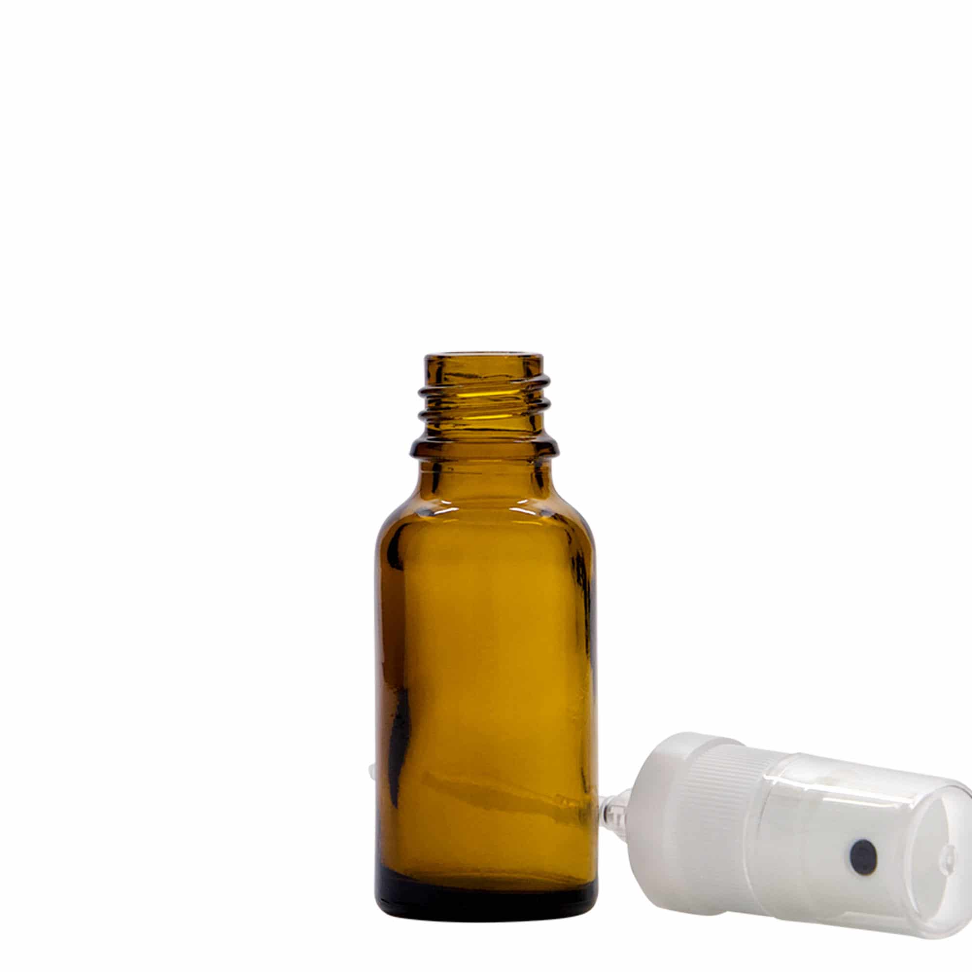 20 ml ravimi pihustuspudel, klaas, pruun, sulgur: DIN 18