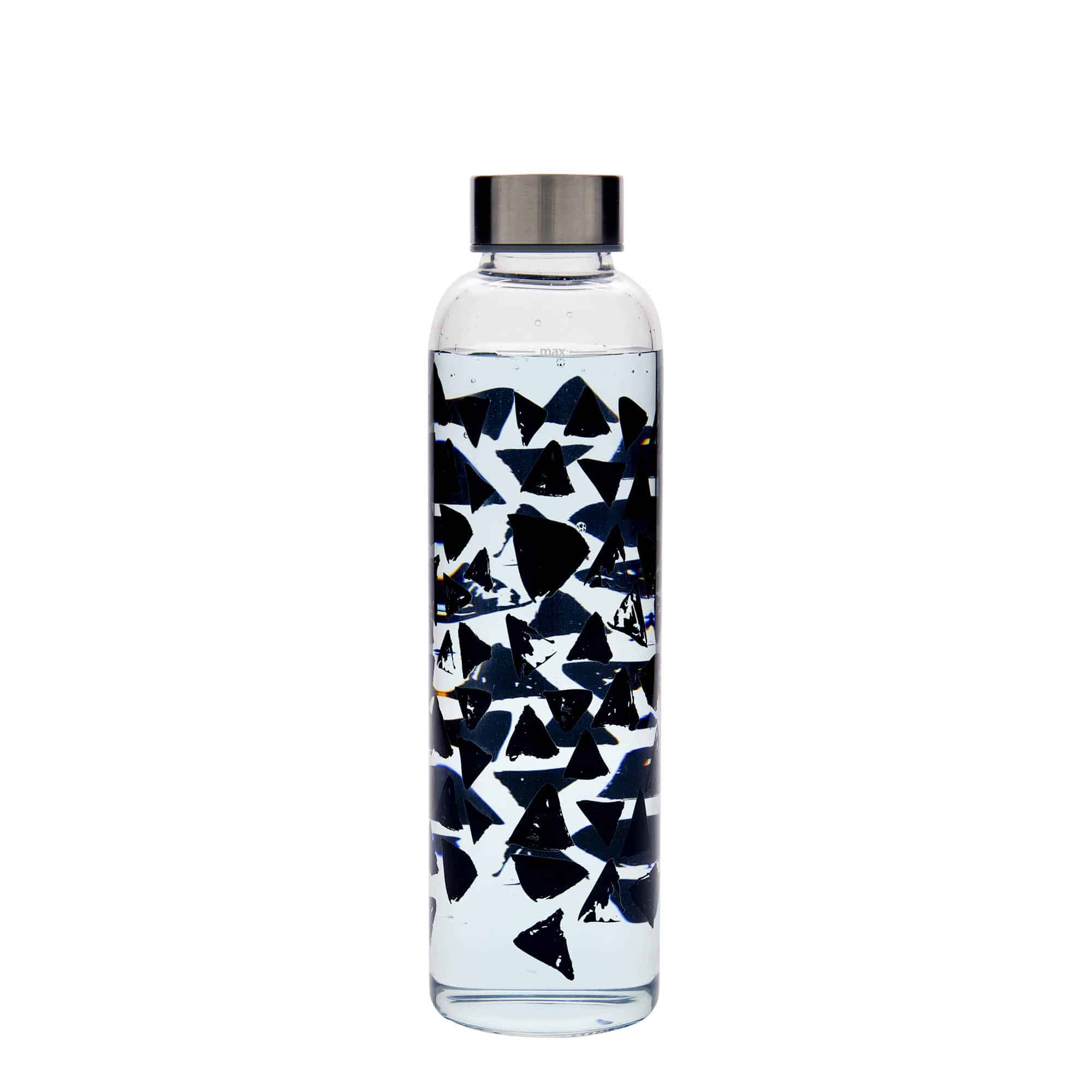 500 ml joogipudel 'Perseus', motiiv: mustad kolmnurgad, sulgur: keeratav kork