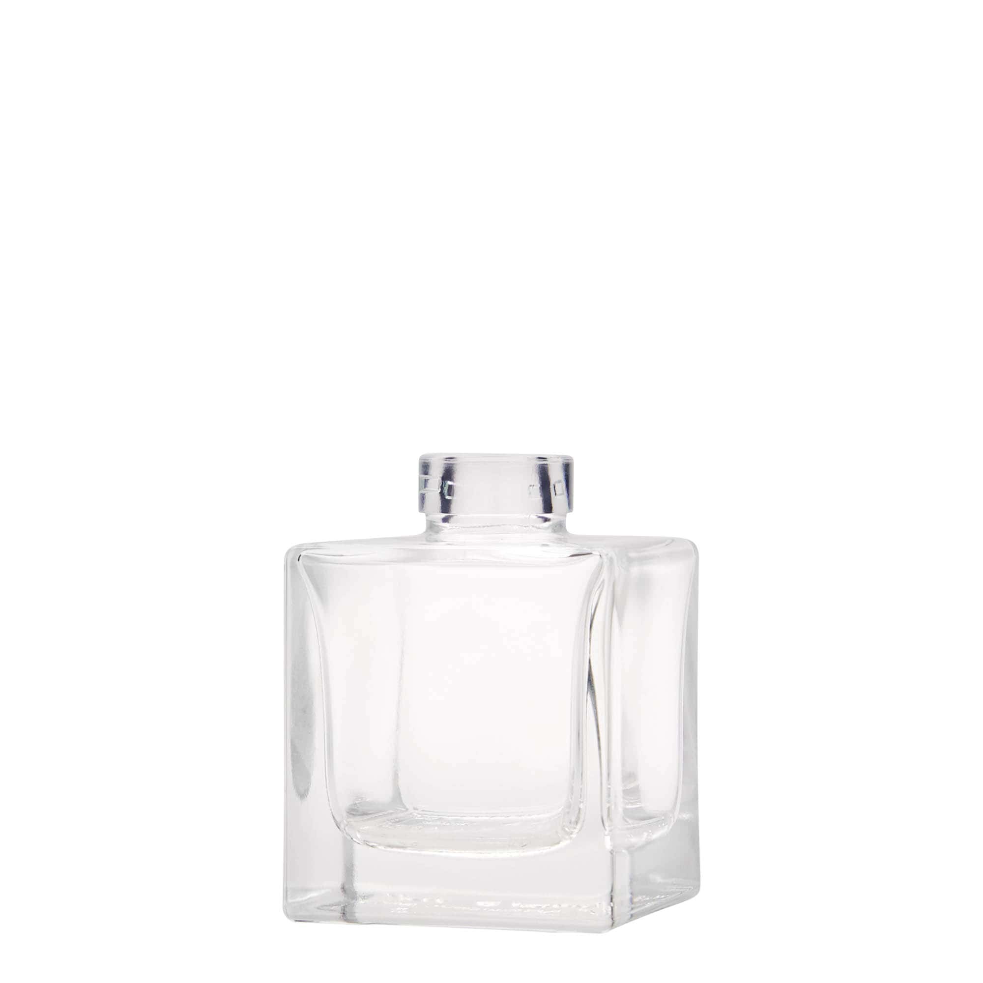 100 ml klaaspudel 'Cube', ruudukujuline, suuava: kork