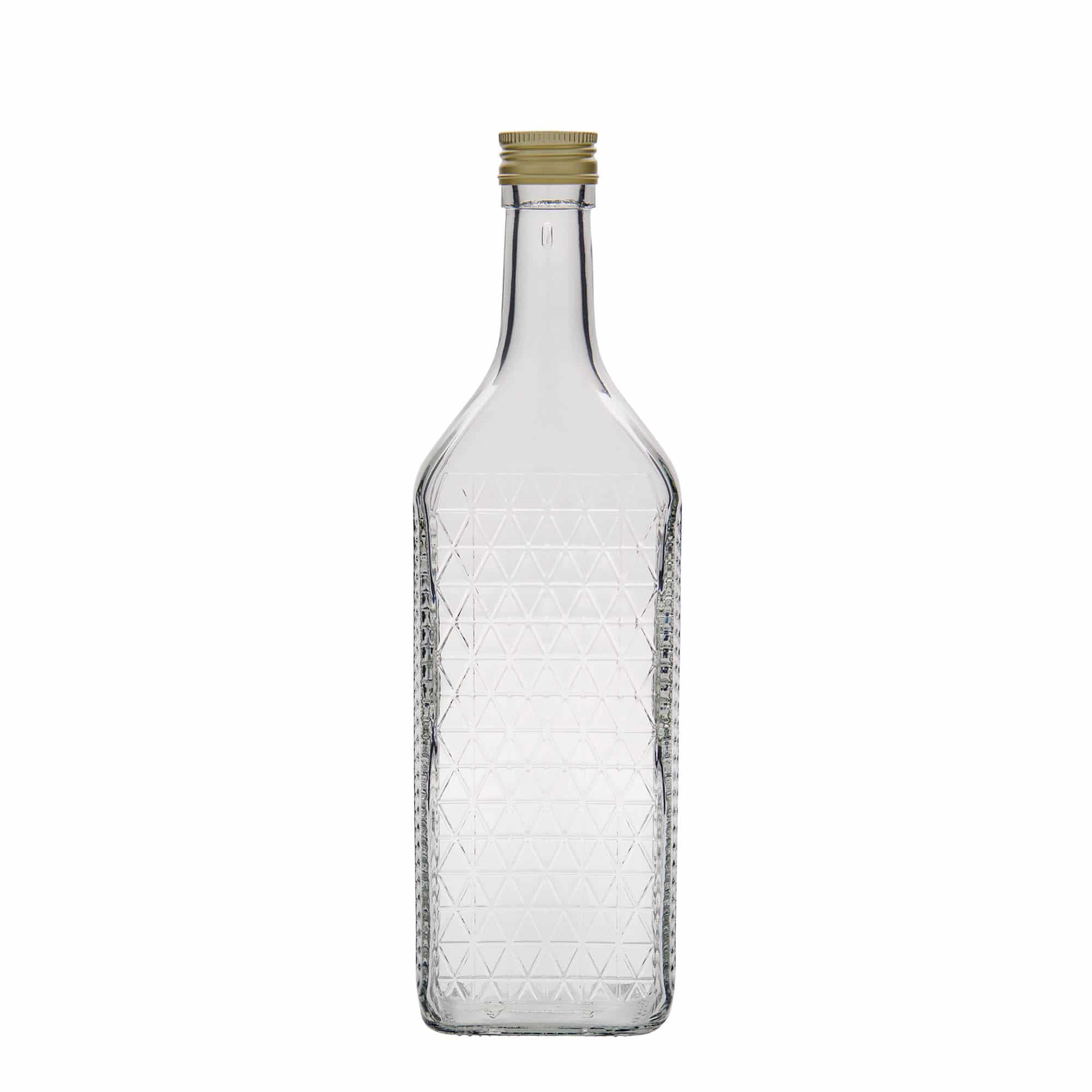 700 ml klaaspudel 'Caruso', ristkülikukujuline, sulgur: PP 31,5