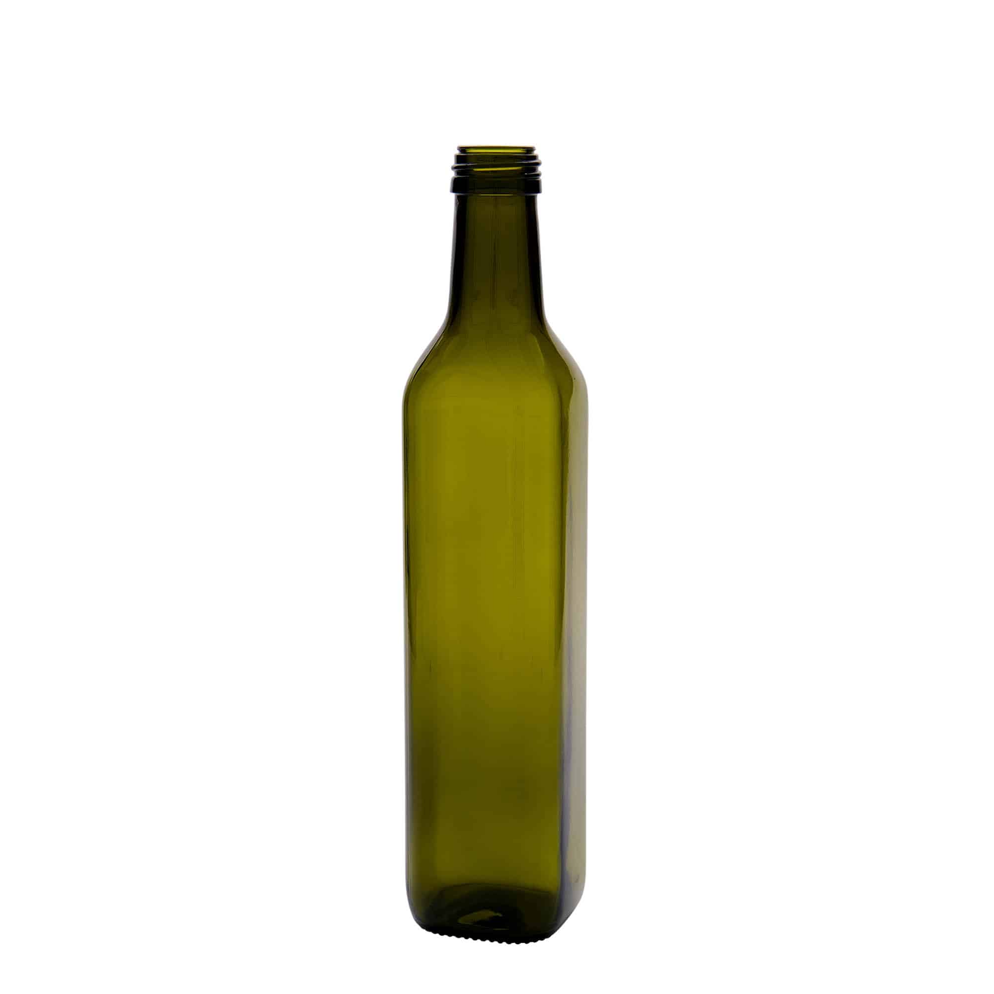 500 ml klaaspudel 'Marasca', ruudukujuline, antiikroheline, sulgur: PP 31,5