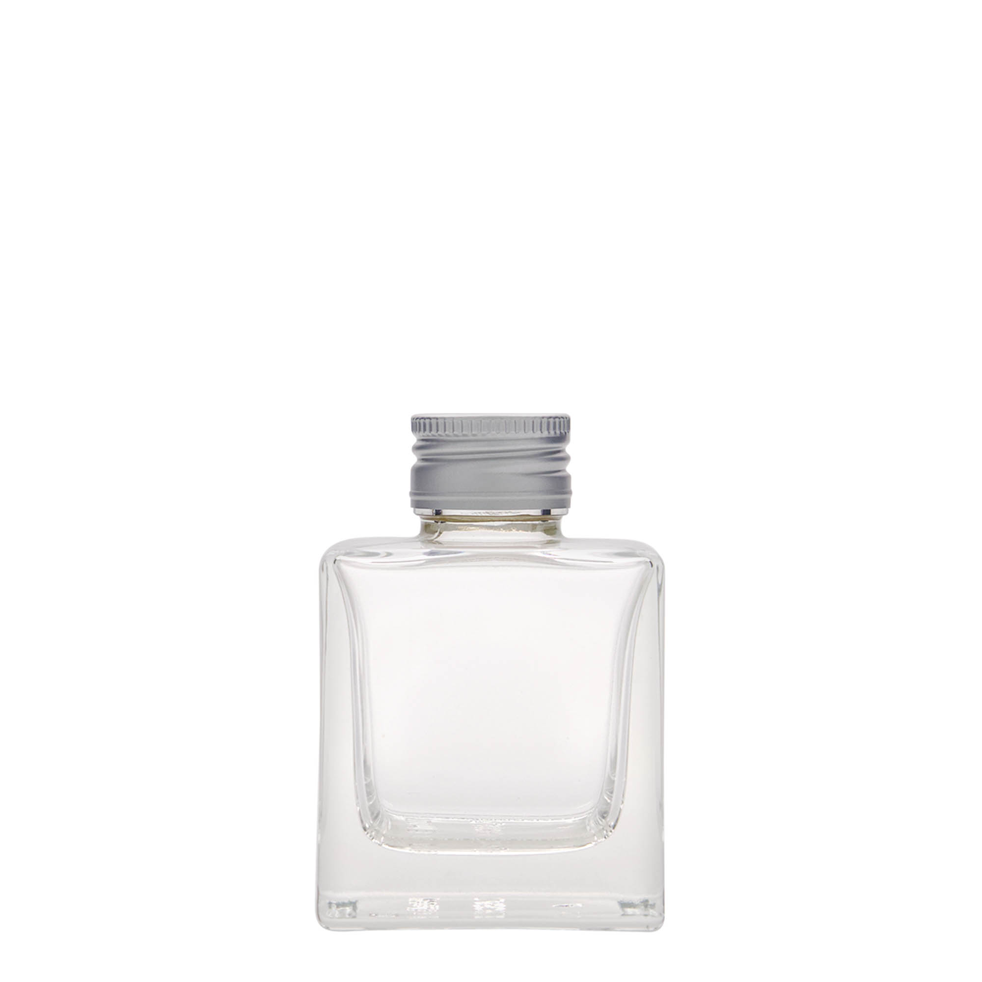 100 ml klaaspudel 'Cube', ruudukujuline, avaus: PP 28