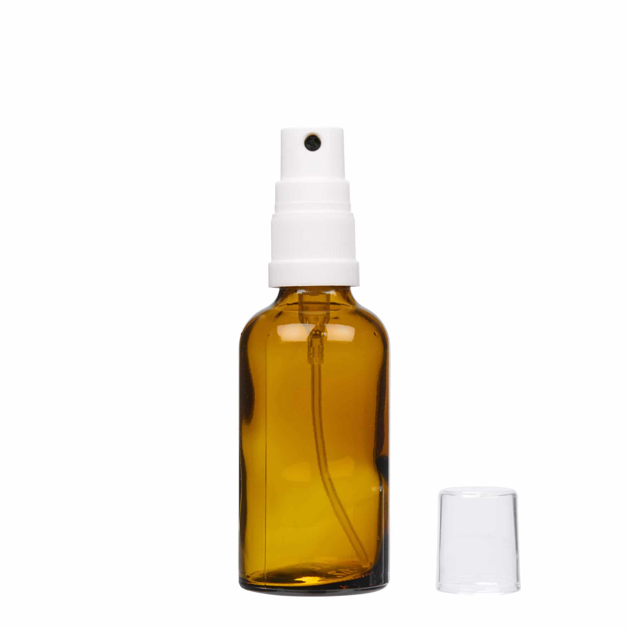 50 ml ravimi pihustuspudel, klaas, pruun, sulgur: DIN 18