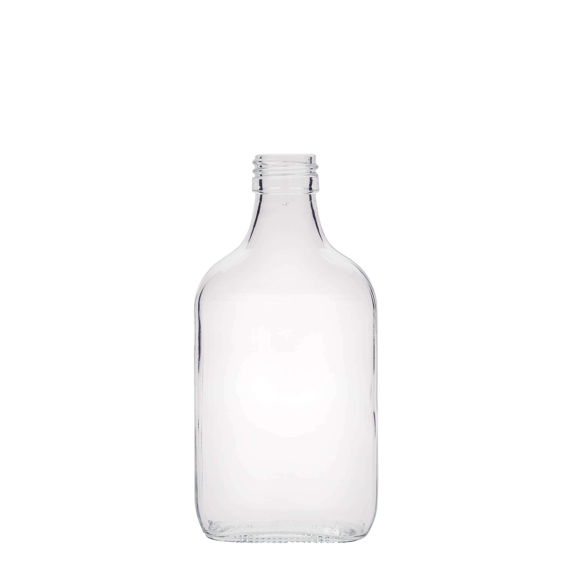 200 ml taskupudel, ristkülikukujuline, klaas, suuava: PP 28