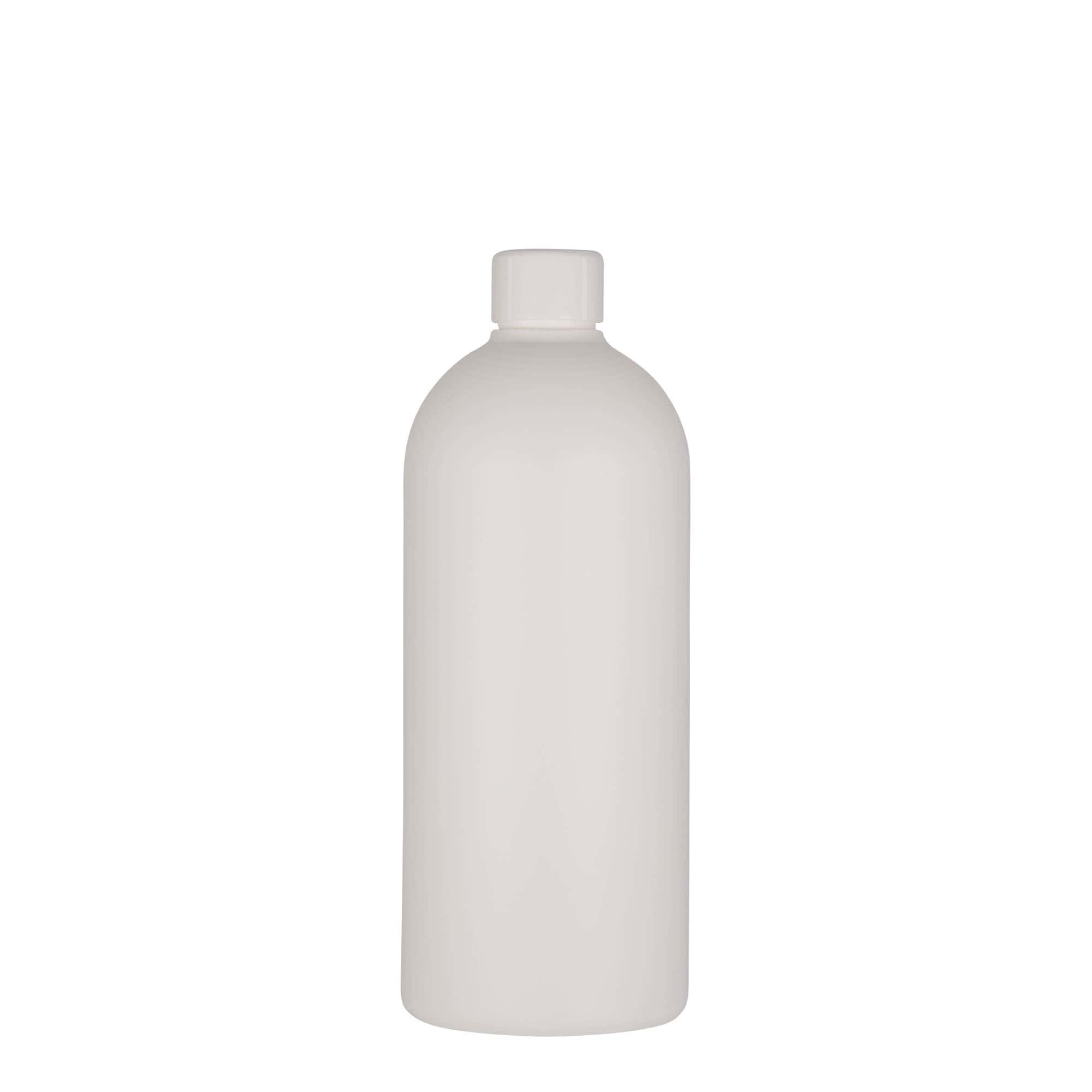 500 ml plastpudel 'Tuffy', HDPE, valge, sulgur: GPI 24/410