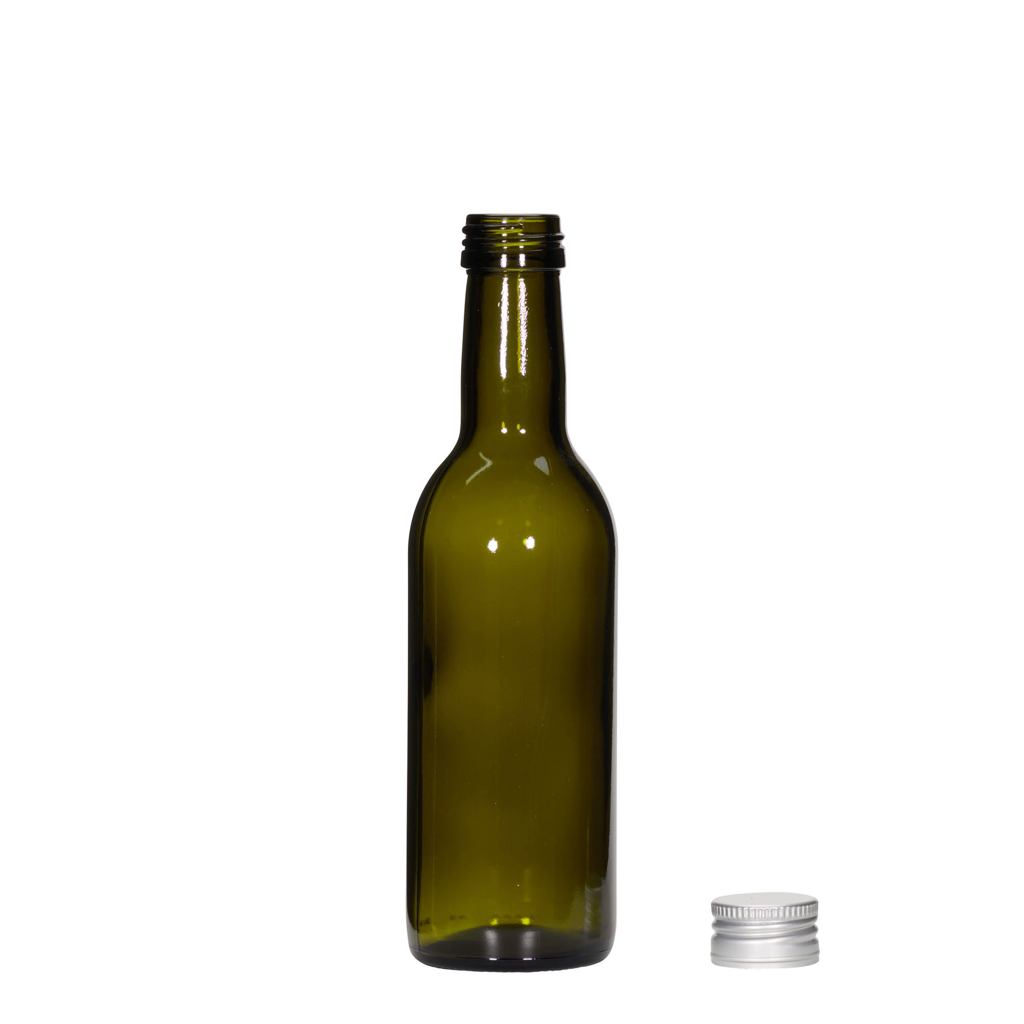 250 ml klaaspudel 'Bordeaux', antiiksinine, suuava: PP 28