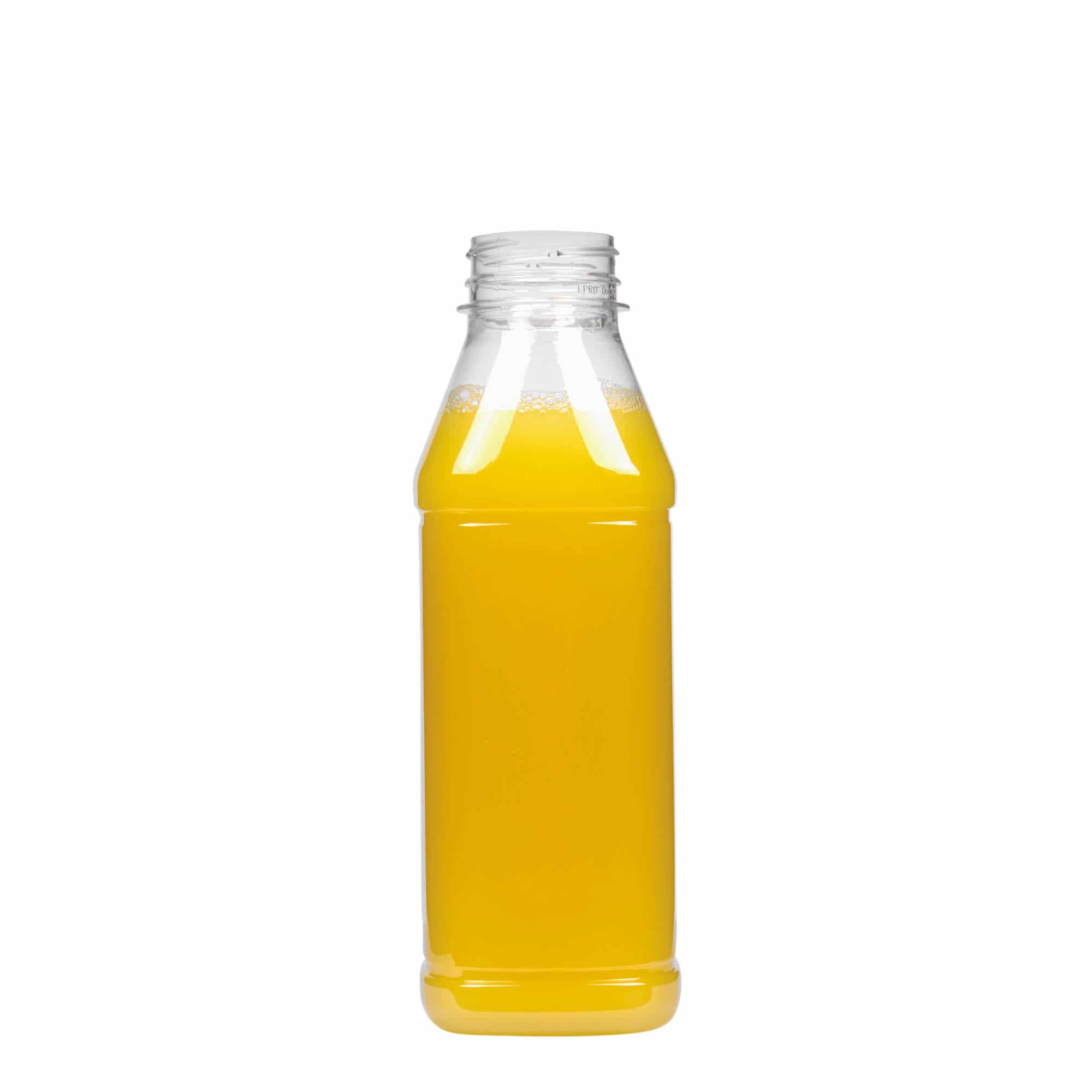 500 ml PET-pudel 'Milk and Juice Carré', ruudukujuline, plast, sulgur: 38 mm