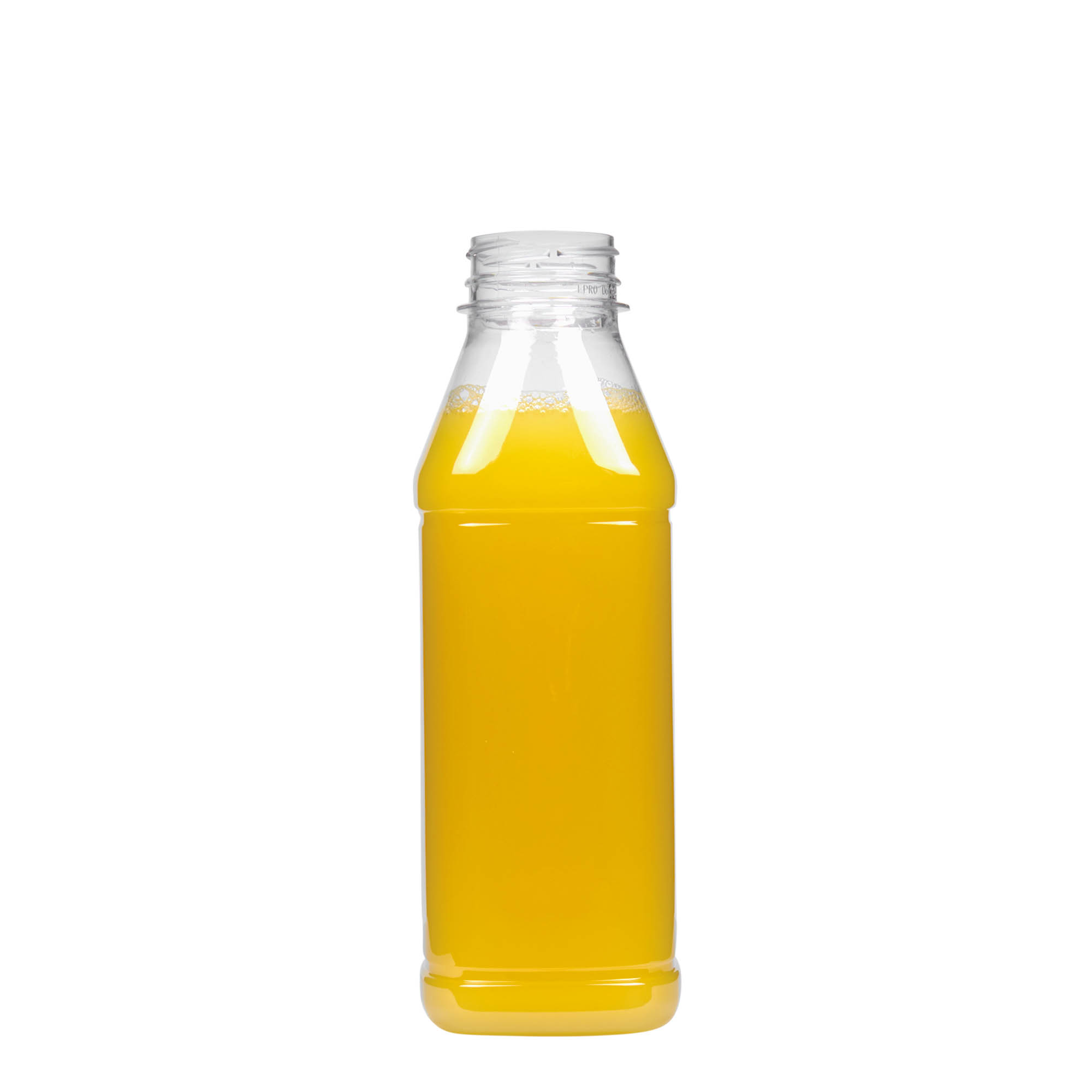 500 ml PET-pudel 'Milk and Juice Carré', ruudukujuline, plastik, ava: 38 mm