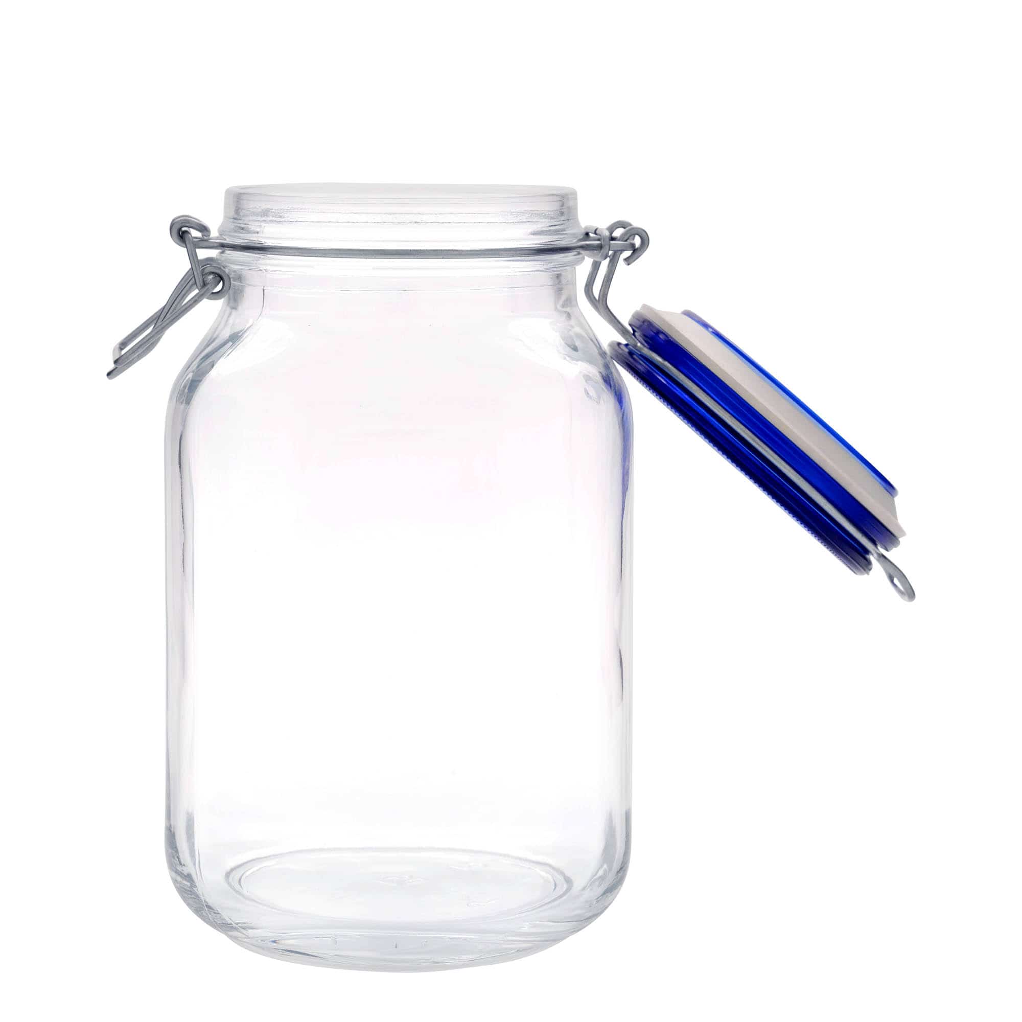 2000 ml traatkaanega purk 'Fido' Blue Top, ruudukujuline, sulgur: traatkaas