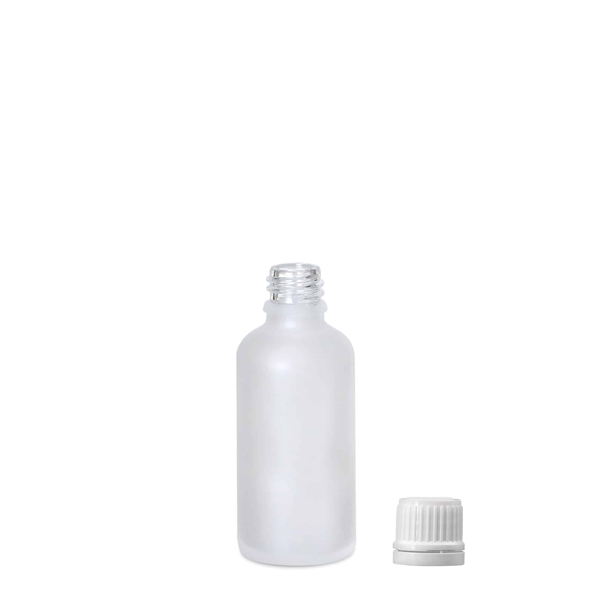 50 ml meditsiinipudel, klaas, härmatatud, suuava: DIN 18