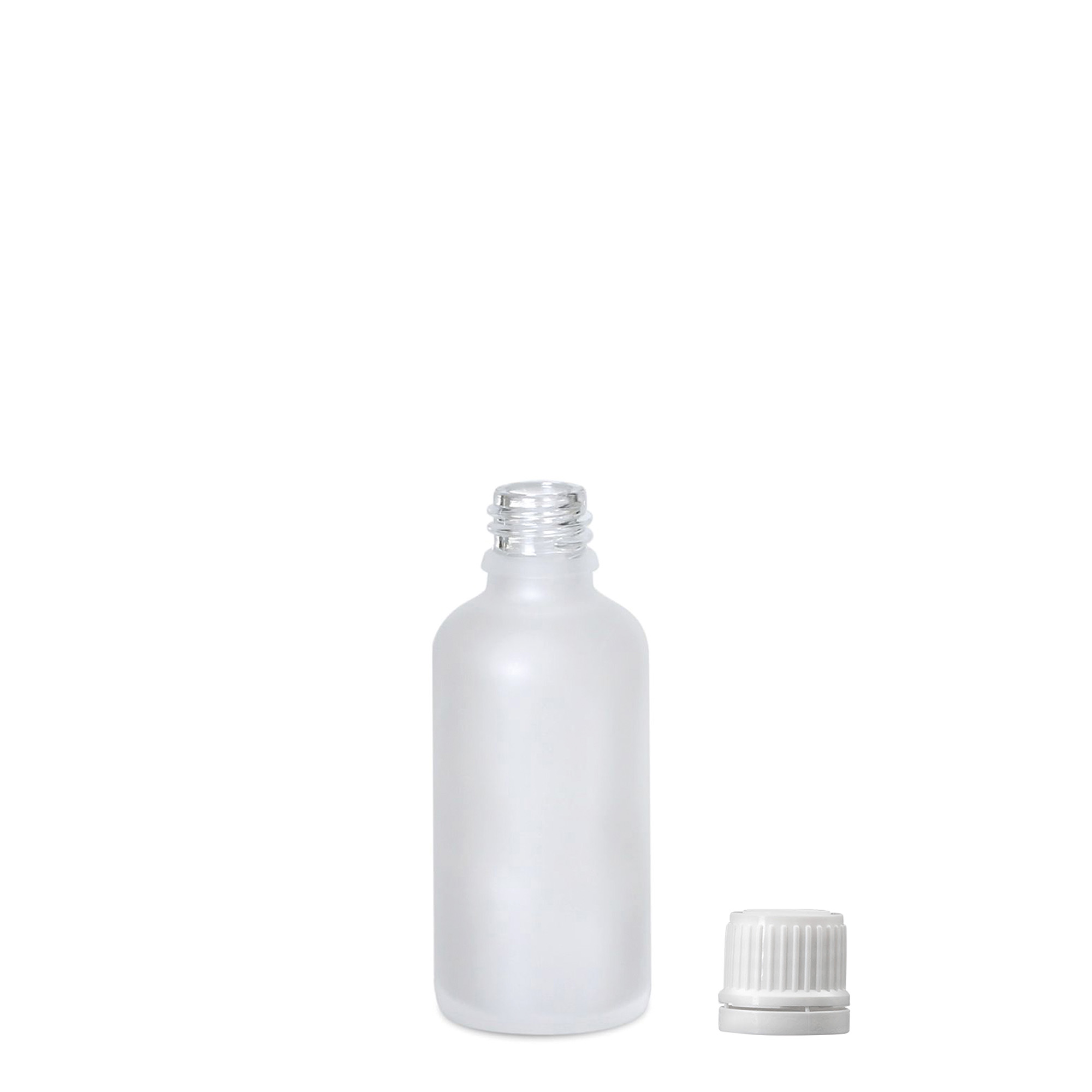 50 ml meditsiinipudel, klaas, härmatatud, suuava: DIN 18