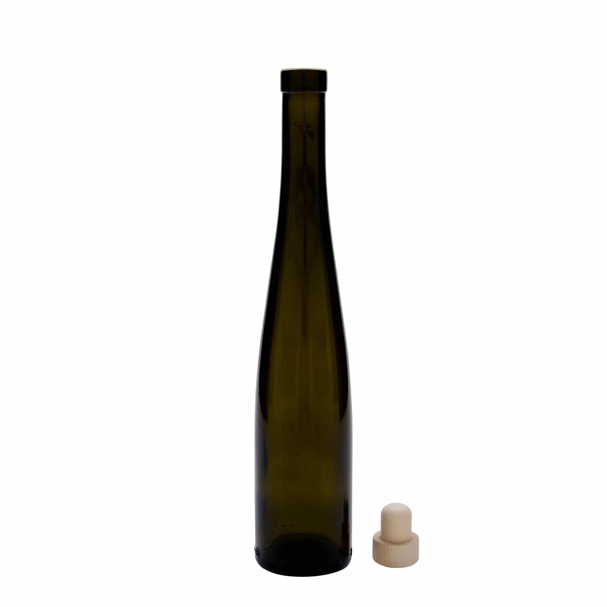 375 ml klaaspudel „Weinschlegel“, antiikroheline, avale: kork