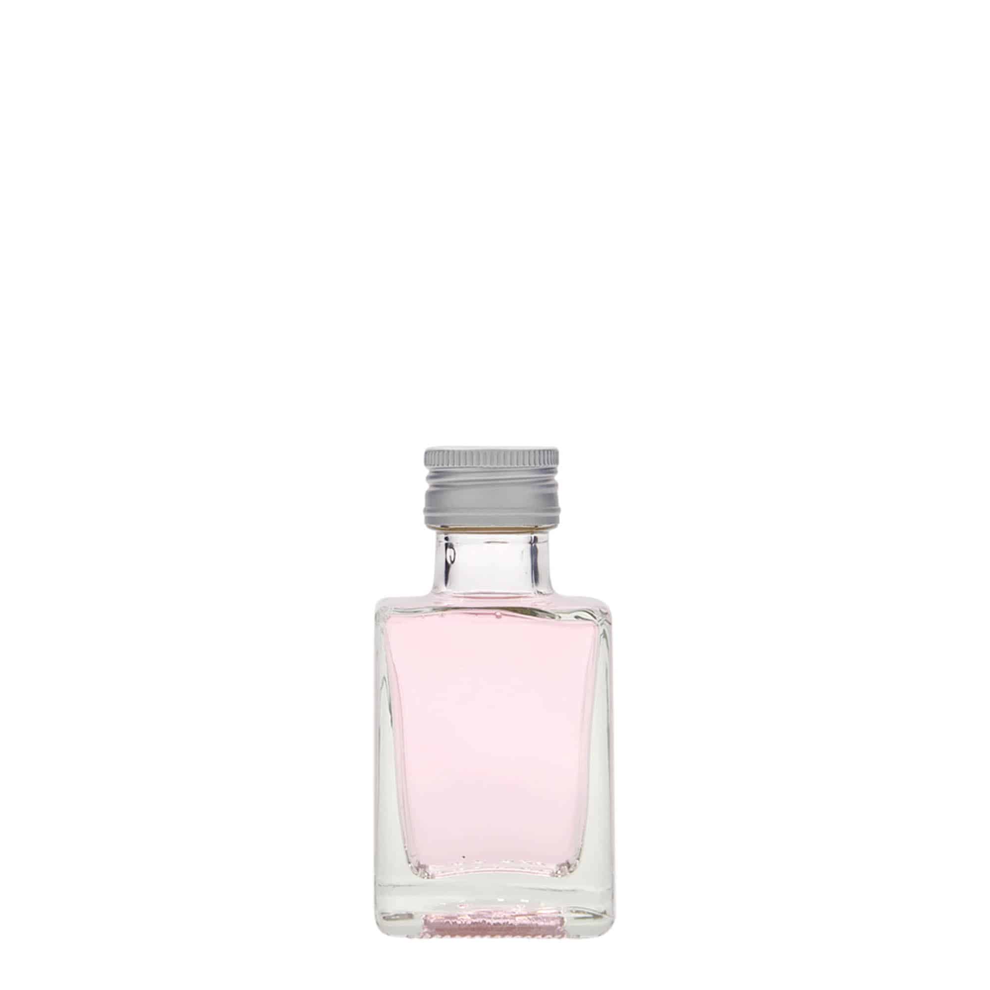50 ml klaaspudel 'Cube', ruudukujuline, sulgur: PP 24