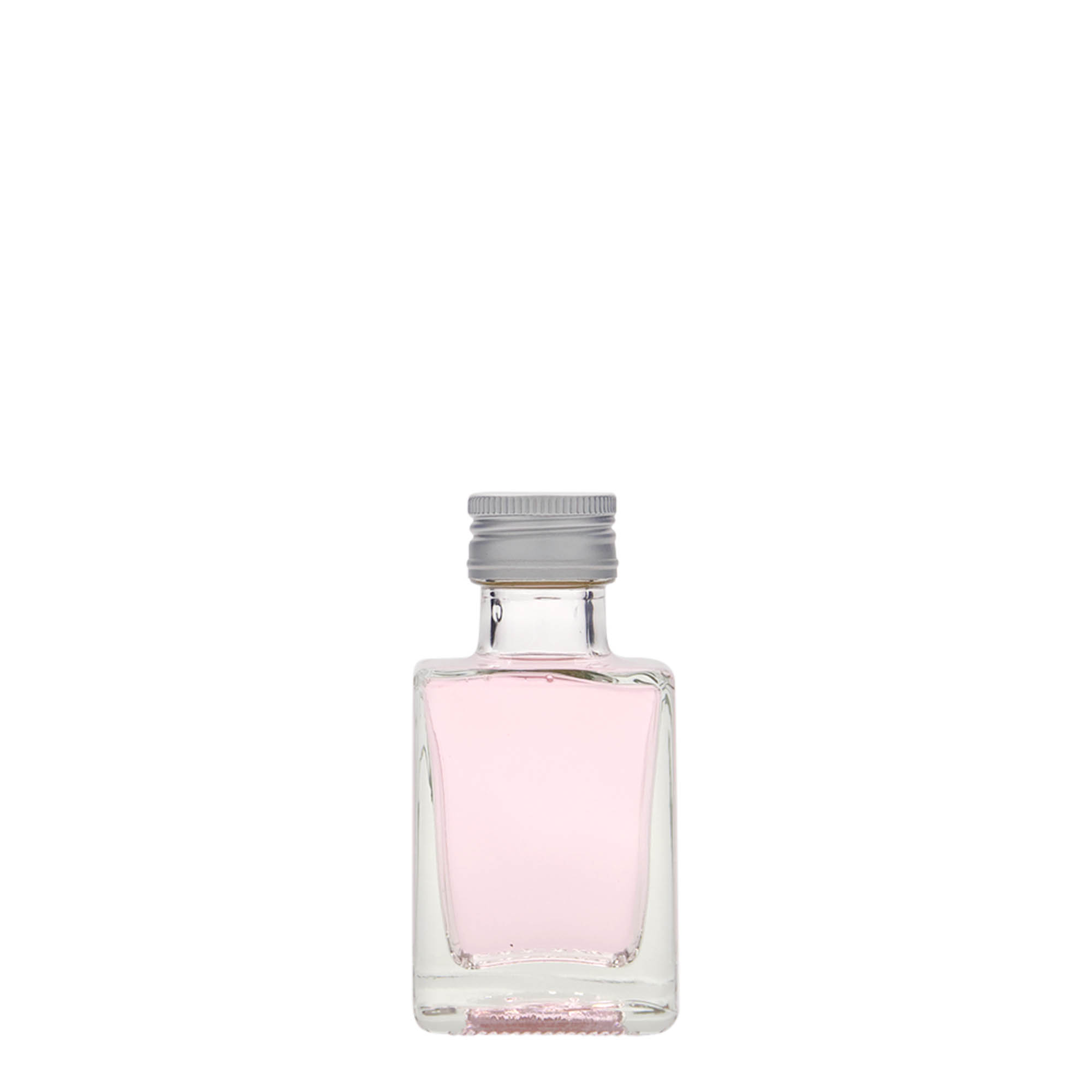 50 ml klaaspudel 'Cube', ruudukujuline, suuava: PP 24