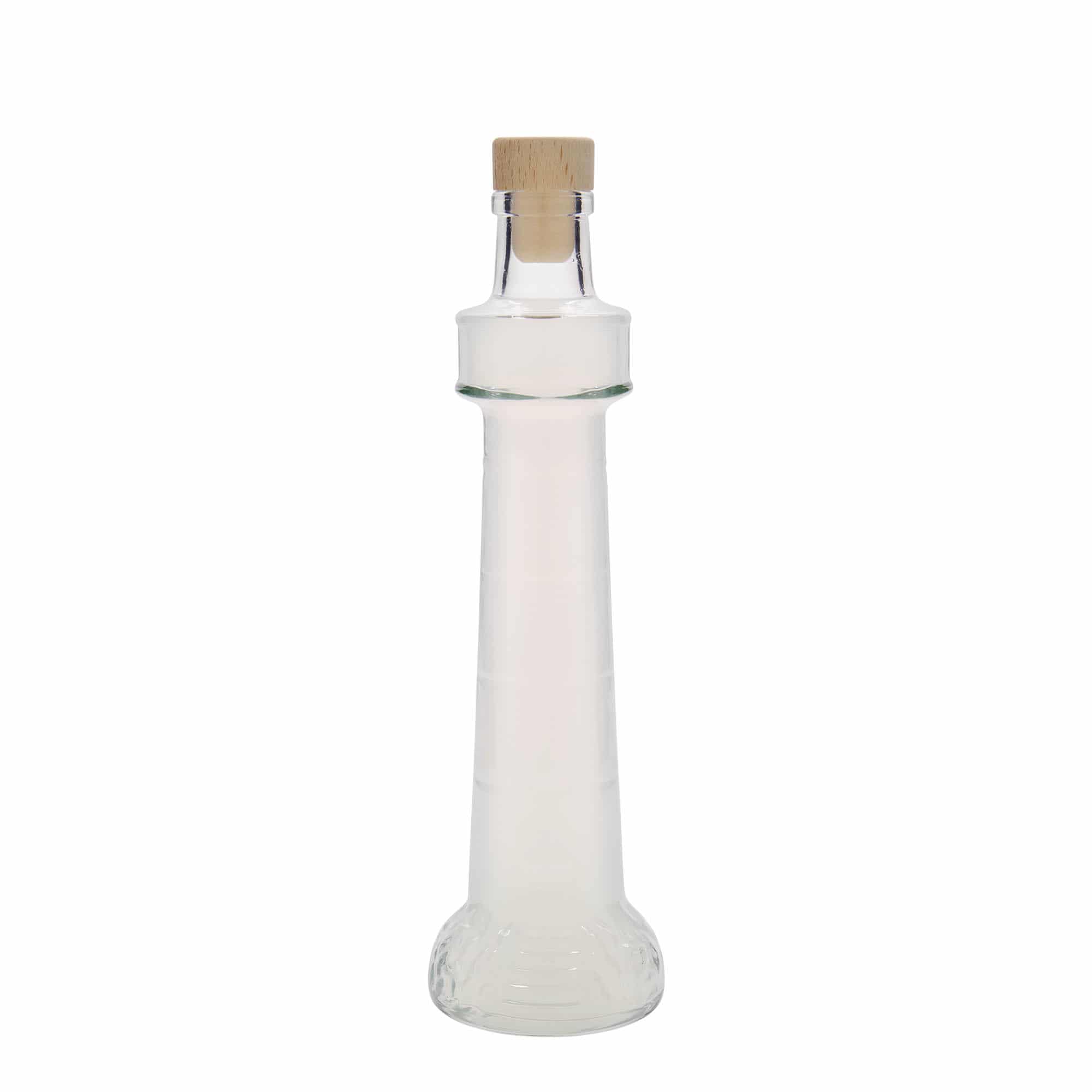 200 ml klaaspudel 'Leuchtturm', suu: kork
