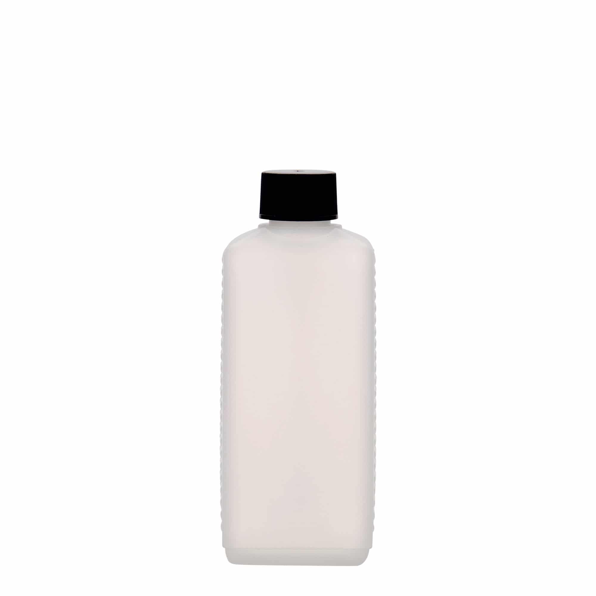 250 ml kanisterpudel, ristkülikukujuline, HDPE-plast, loomulik värv, sulgur: DIN 25 EPE