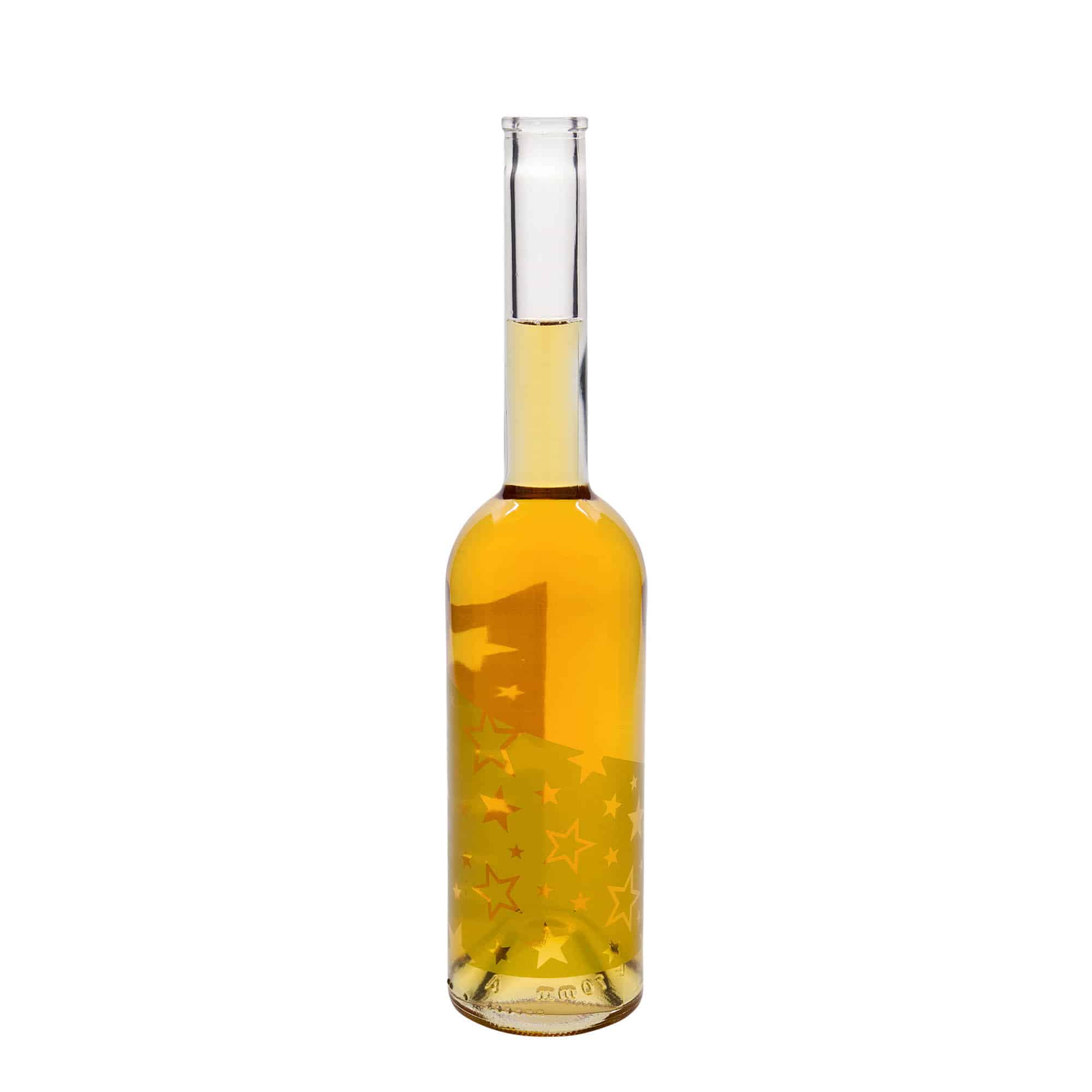 500 ml klaaspudel „Opera“, motiiv: kuldtähed, avale: kork