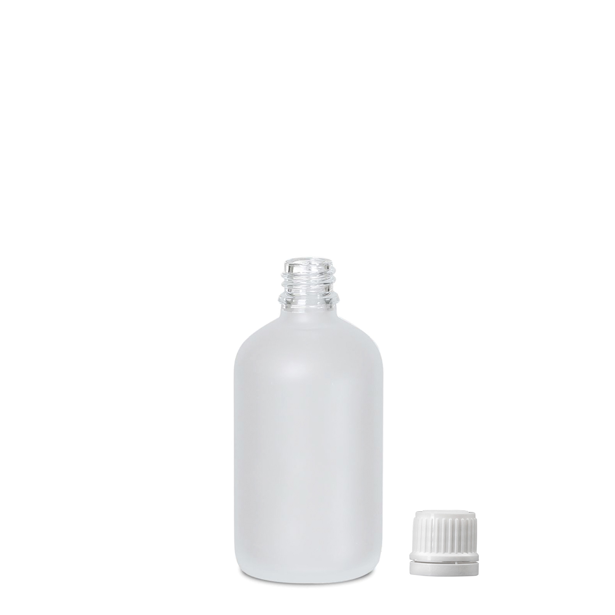 100 ml meditsiinipudel, klaas, jäätunud, suuava: DIN 18