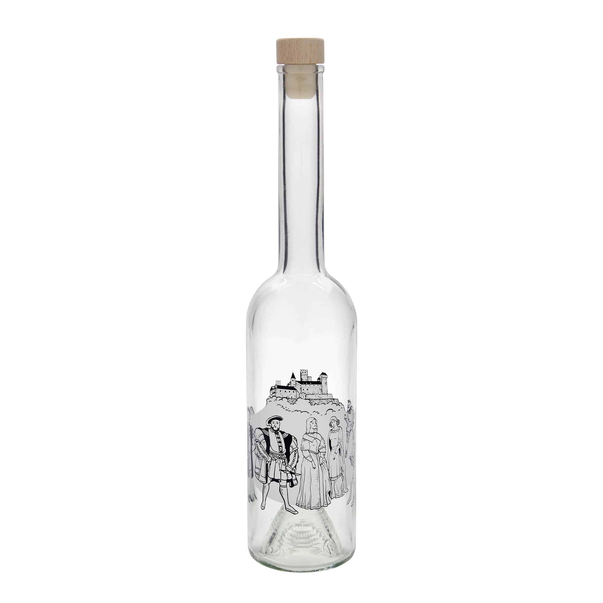 500 ml klaaspudel 'Opera', motiiv: keskaeg, sulgur: kork