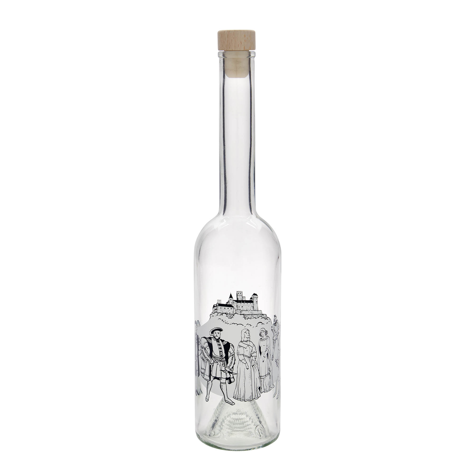 500 ml klaaspudel 'Opera', motiiv: keskaeg, suuava: kork