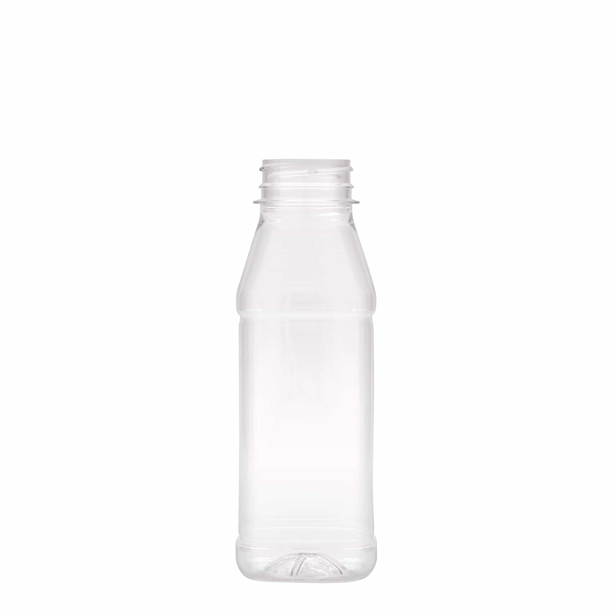 330 ml PET-pudel 'Milk and Juice Carré', ruudukujuline, plastik, ava: 38 mm